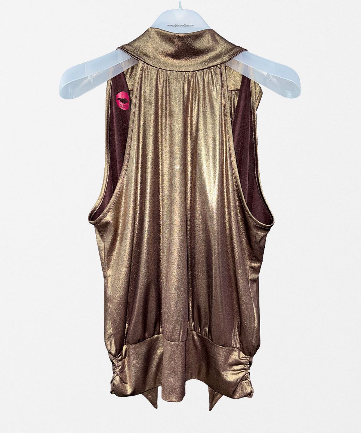 스컬프터(SCULPTOR) Metallic High-Neck Halter Top Metallic Gold