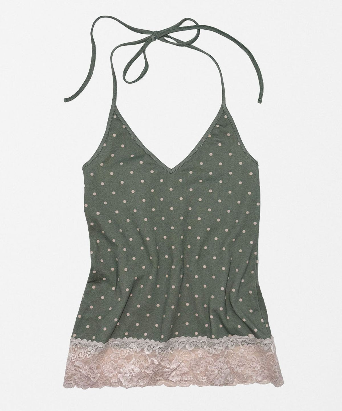 스컬프터(SCULPTOR) Dot Lace Halter Top Khaki