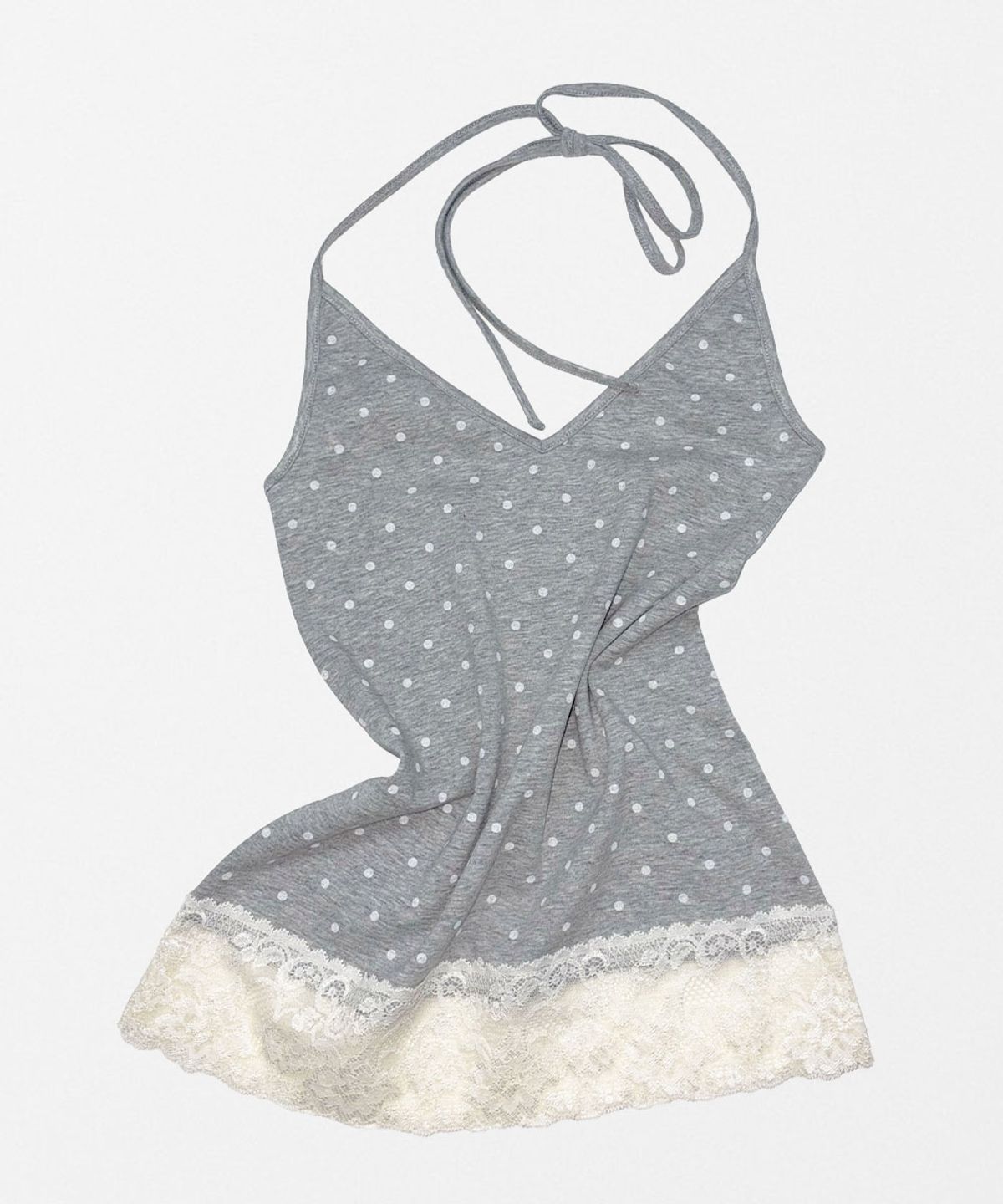 스컬프터(SCULPTOR) Dot Lace Halter Top Melange Gray