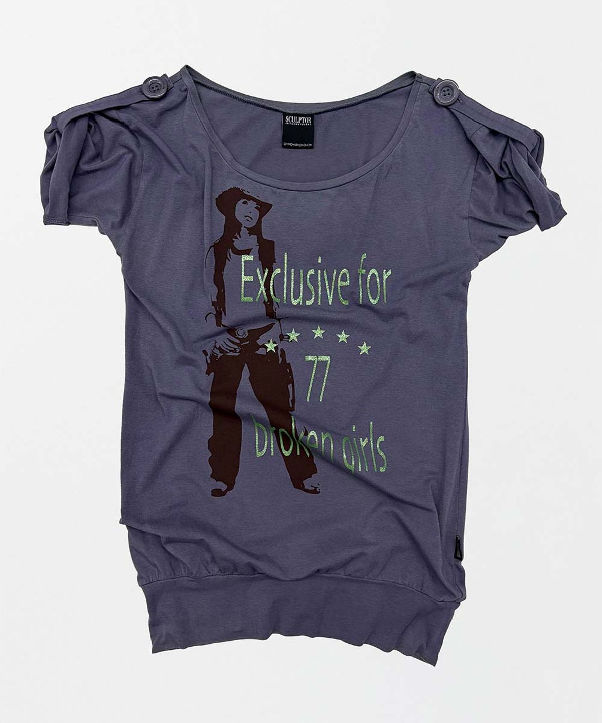 스컬프터(SCULPTOR) Broken Girls Roll Up Tee Dirty Purple