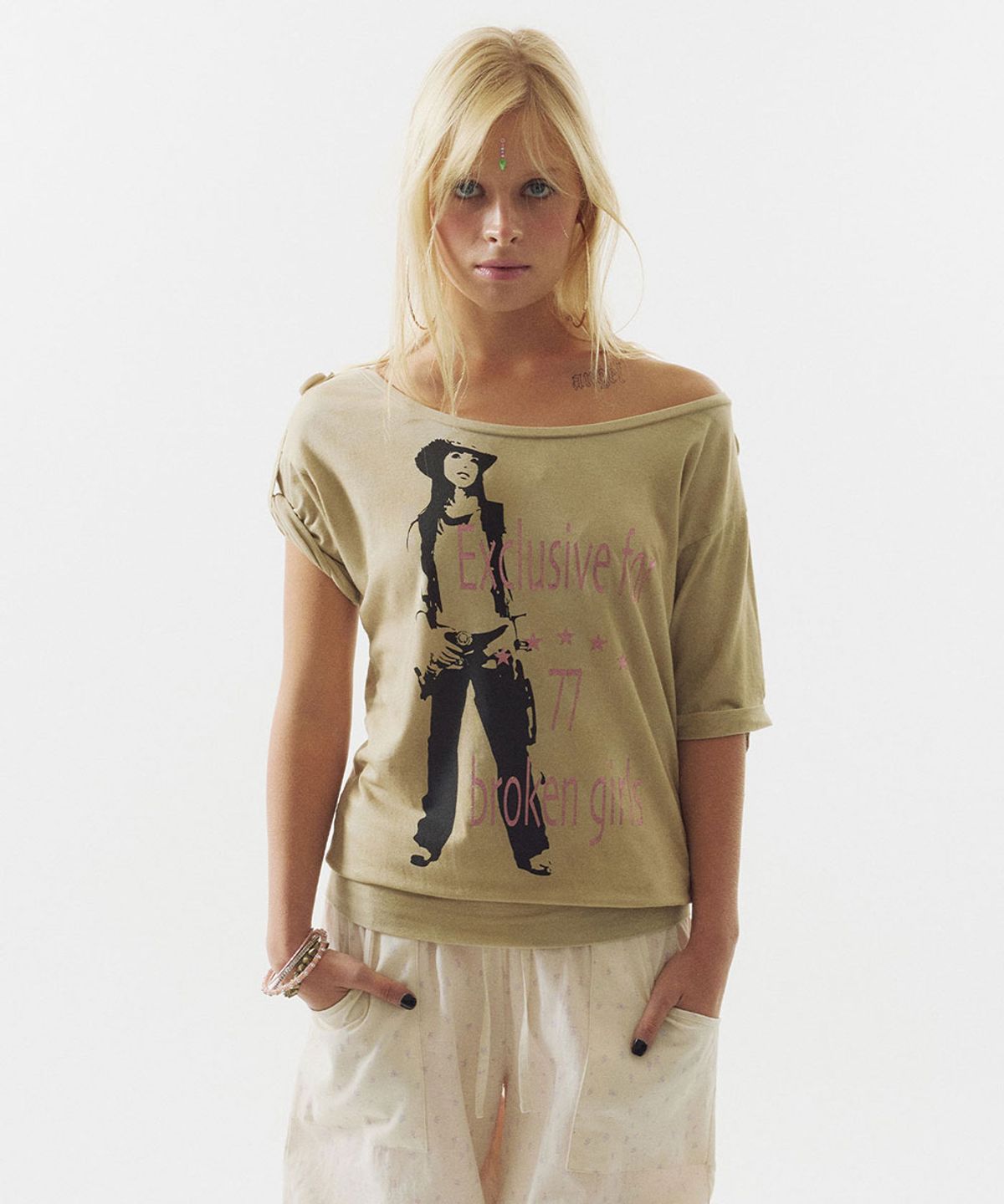 스컬프터(SCULPTOR) Broken Girls Roll Up Tee Dirty Sand