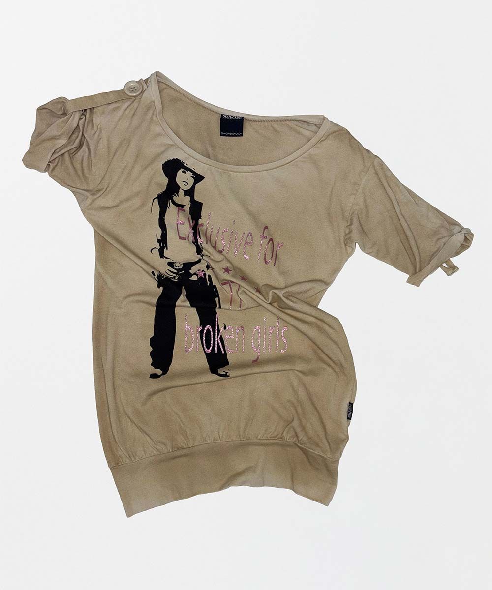스컬프터(SCULPTOR) Broken Girls Roll Up Tee Dirty Sand - 사이즈