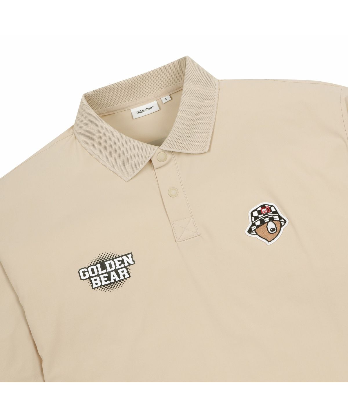 골든베어(GOLDEN BEAR) (M) Checker board patterned Logo Collar T-shirt G4TAM26411BEX