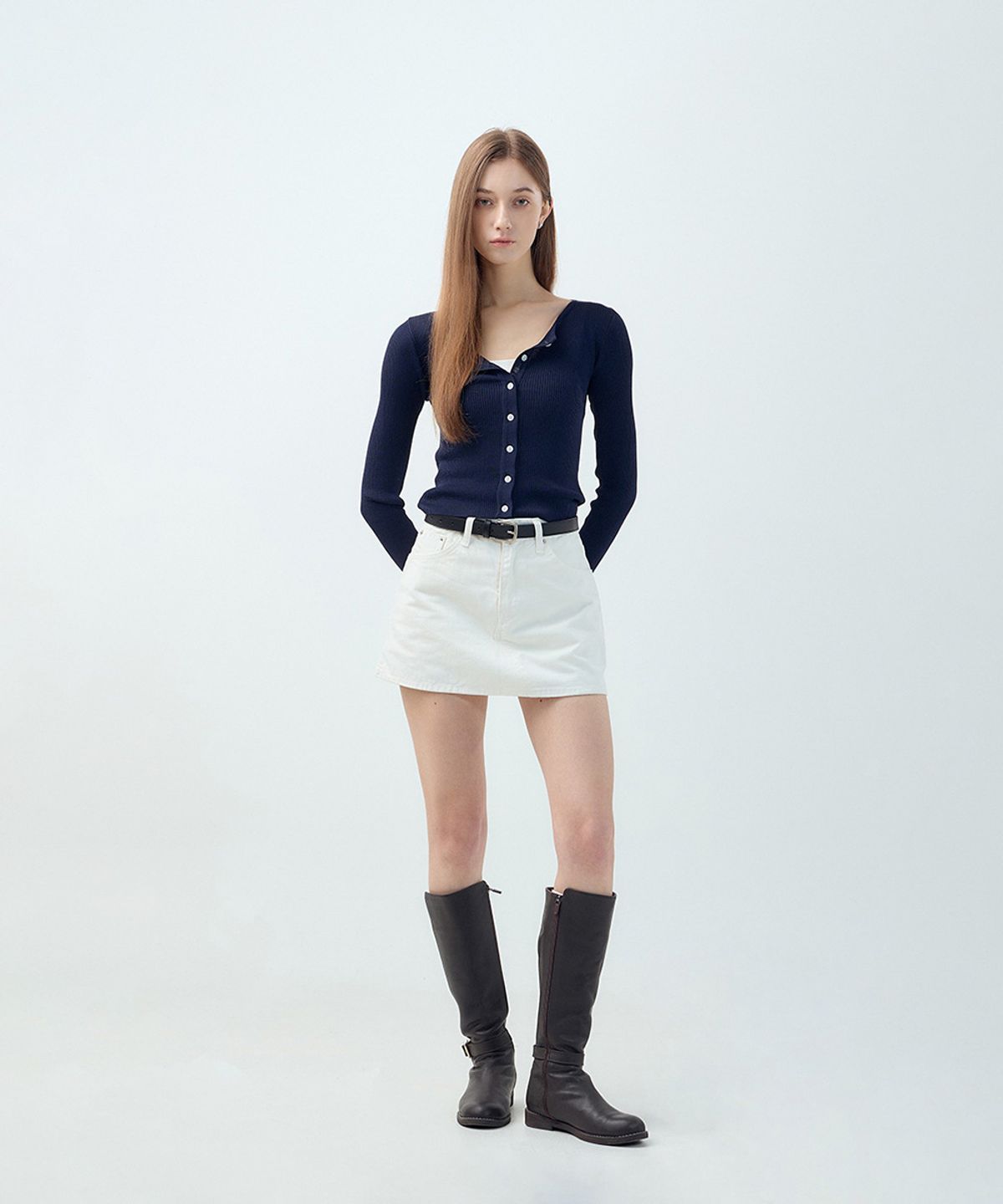 포티포(FORTYFOUR) [W] 데일리 코튼 A라인 미니스커트