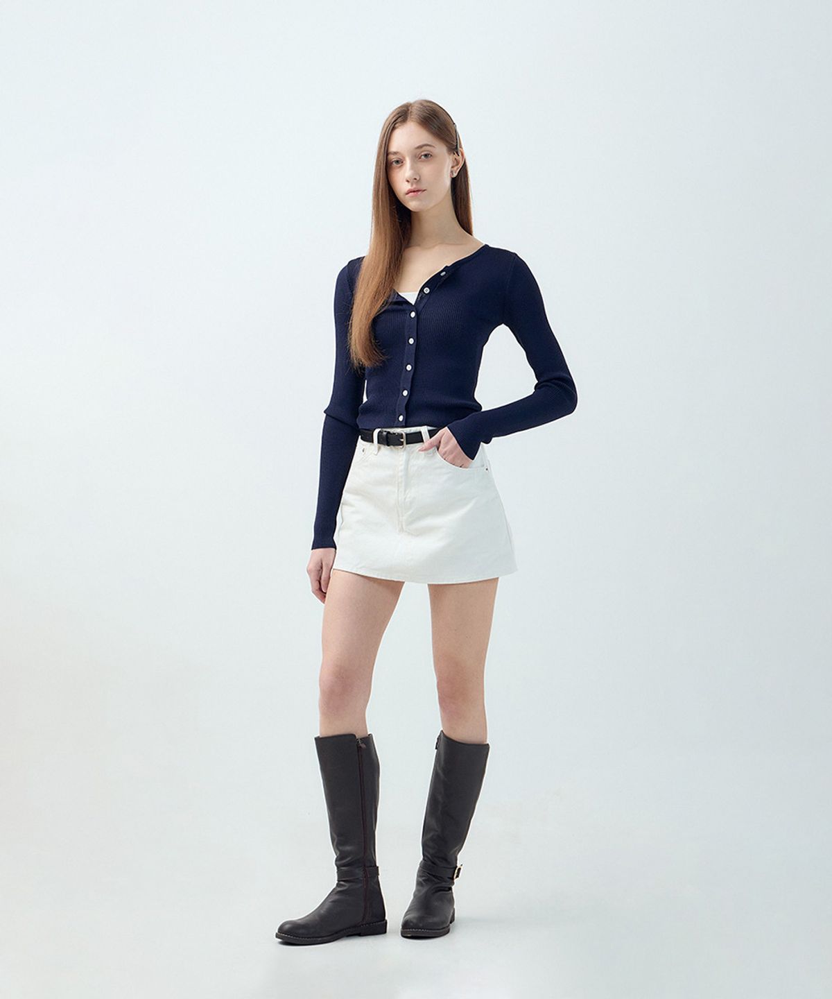 포티포(FORTYFOUR) [W] 데일리 코튼 A라인 미니스커트