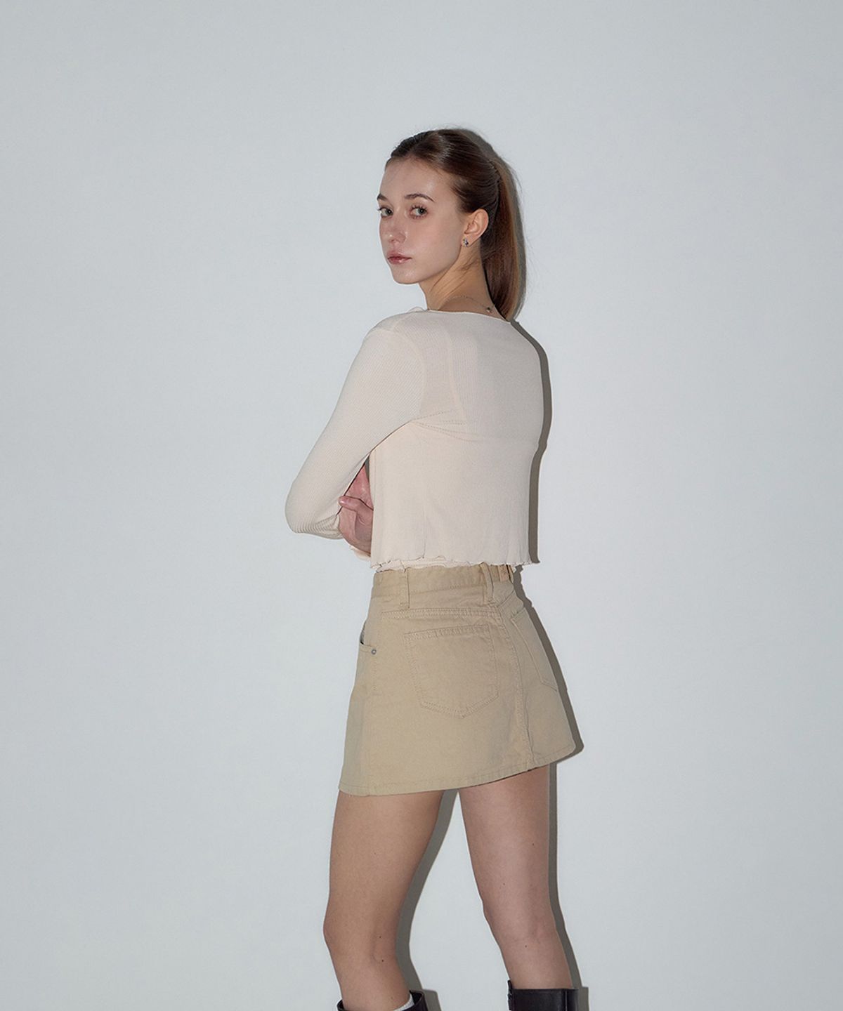 포티포(FORTYFOUR) [W] 데일리 코튼 A라인 미니스커트