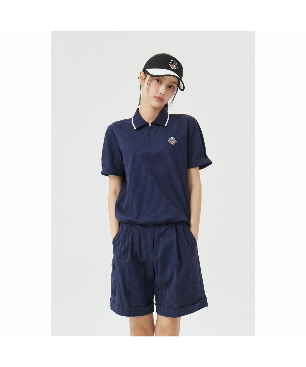 골든베어(GOLDEN BEAR) (W) Seersucker Collar T-shirt G5TAM26331NYX