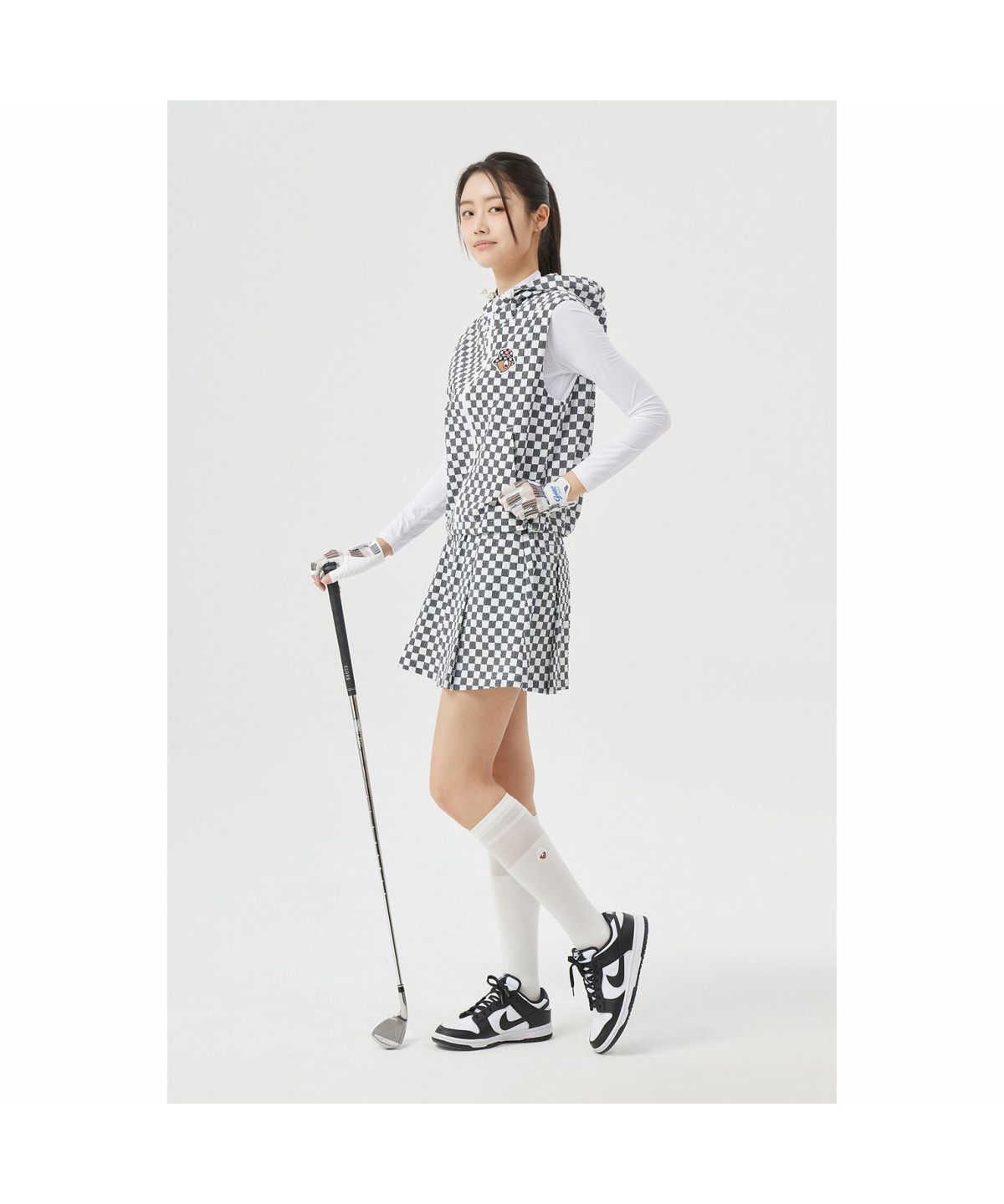 골든베어(GOLDEN BEAR) (W) Checkerboard Skirt (SET UP) G5KCM26311WHX