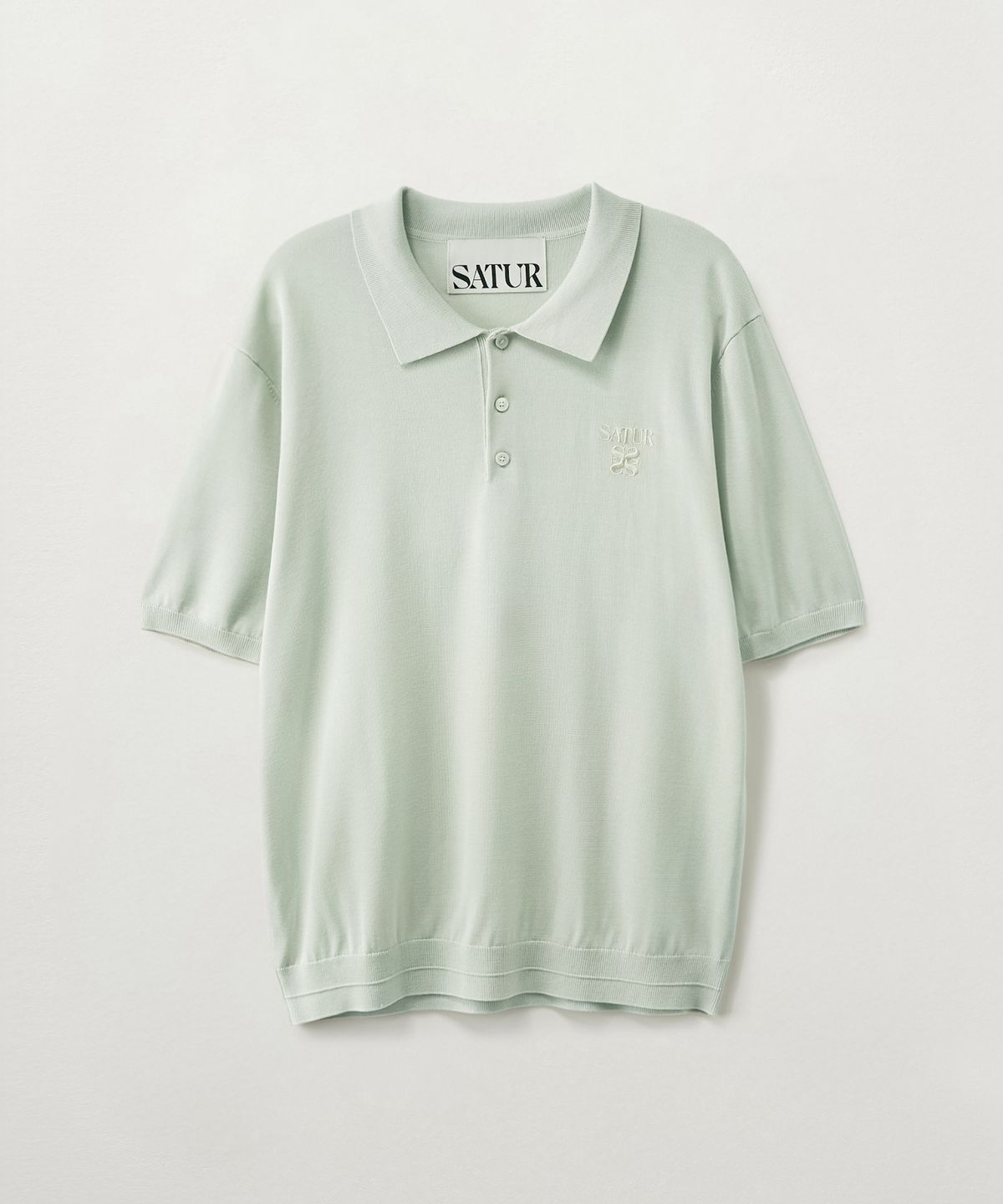 세터(SATUR) 클래식 칼라 하프 니트 민트