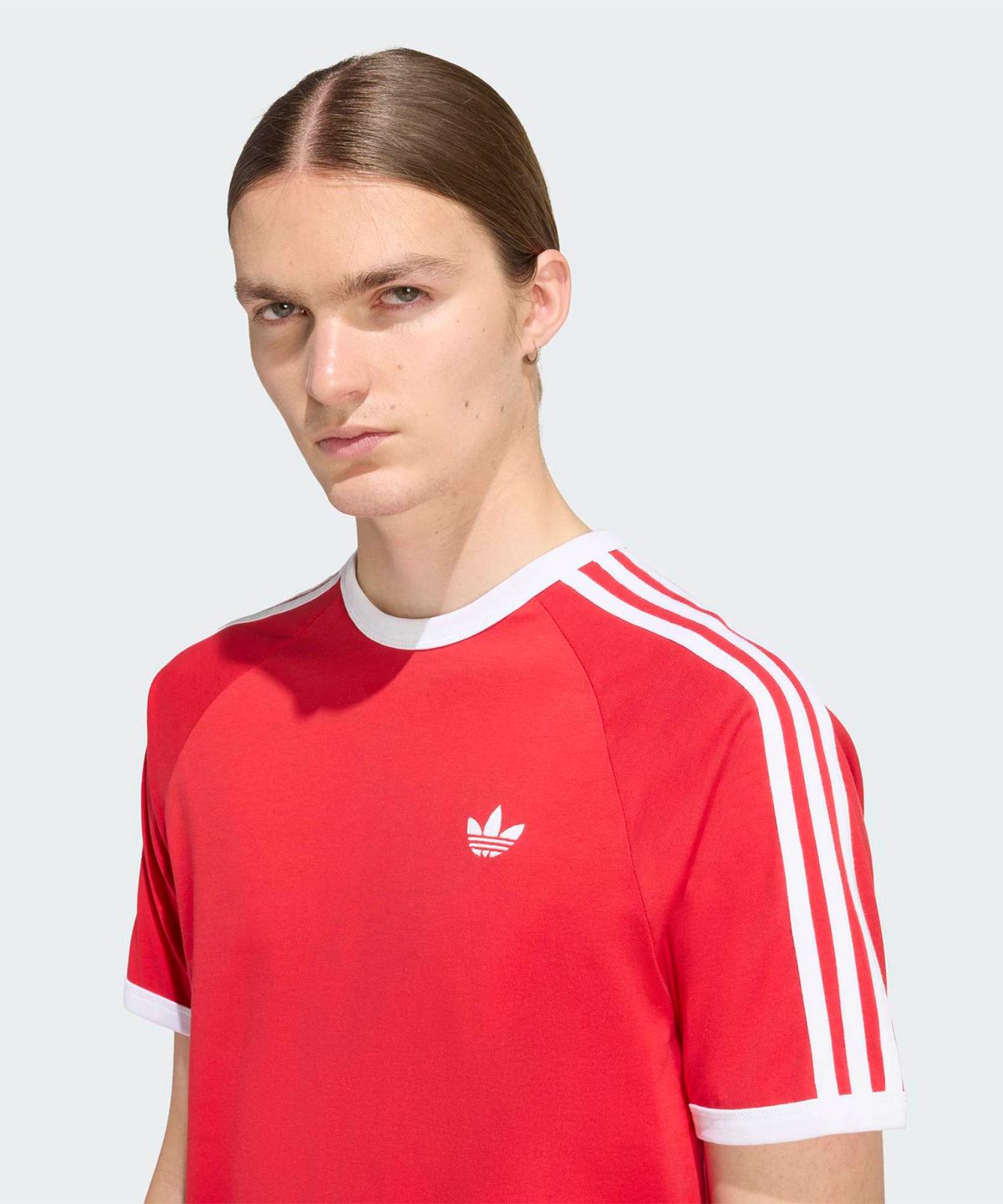 아디다스(ADIDAS) 3-스트라이프 티셔츠 - 레드 / KE3535