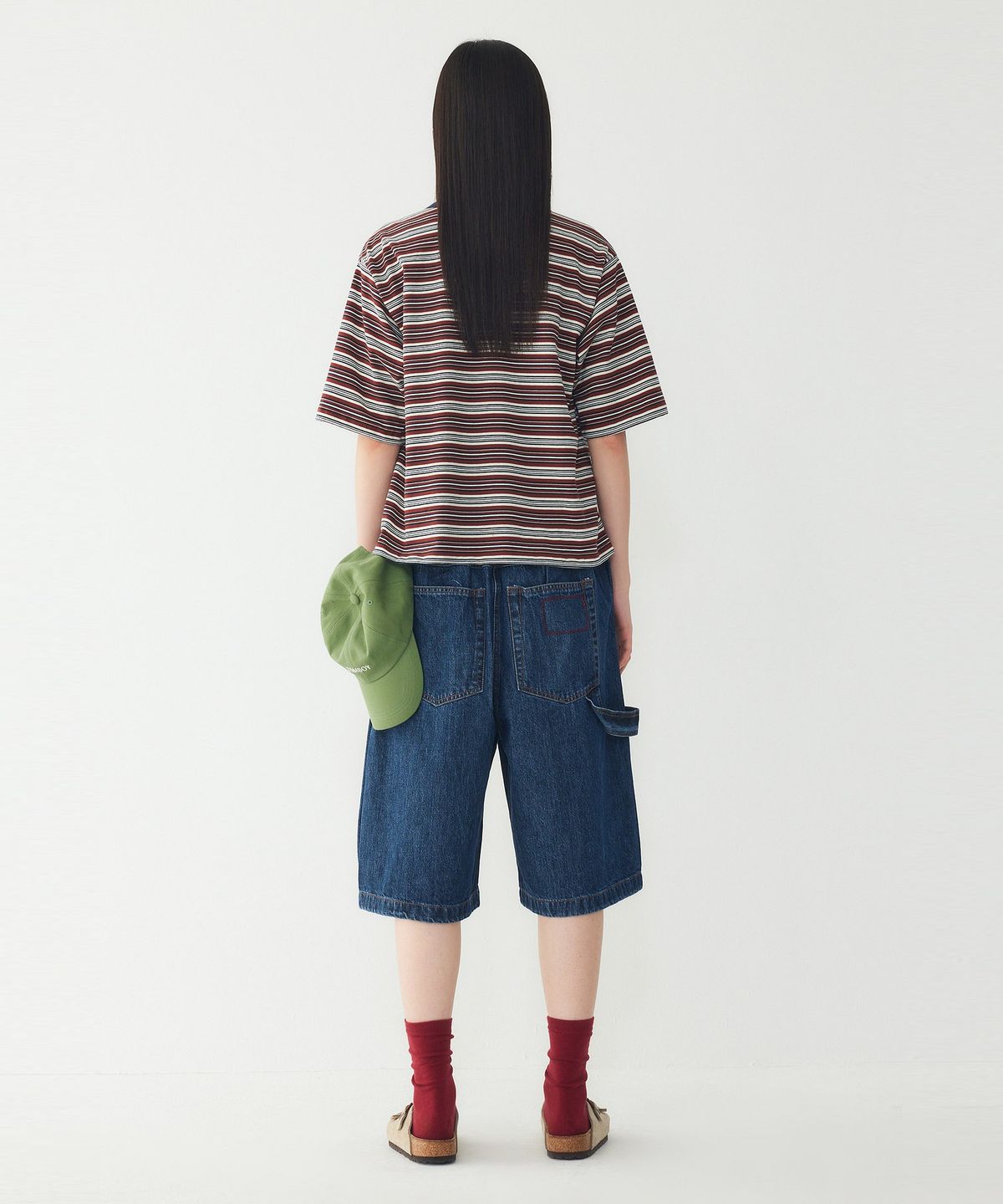 스튜디오 톰보이(STUDIO TOMBOY) 멀티 스트라이프 크롭 티셔츠_러스트 9176322976