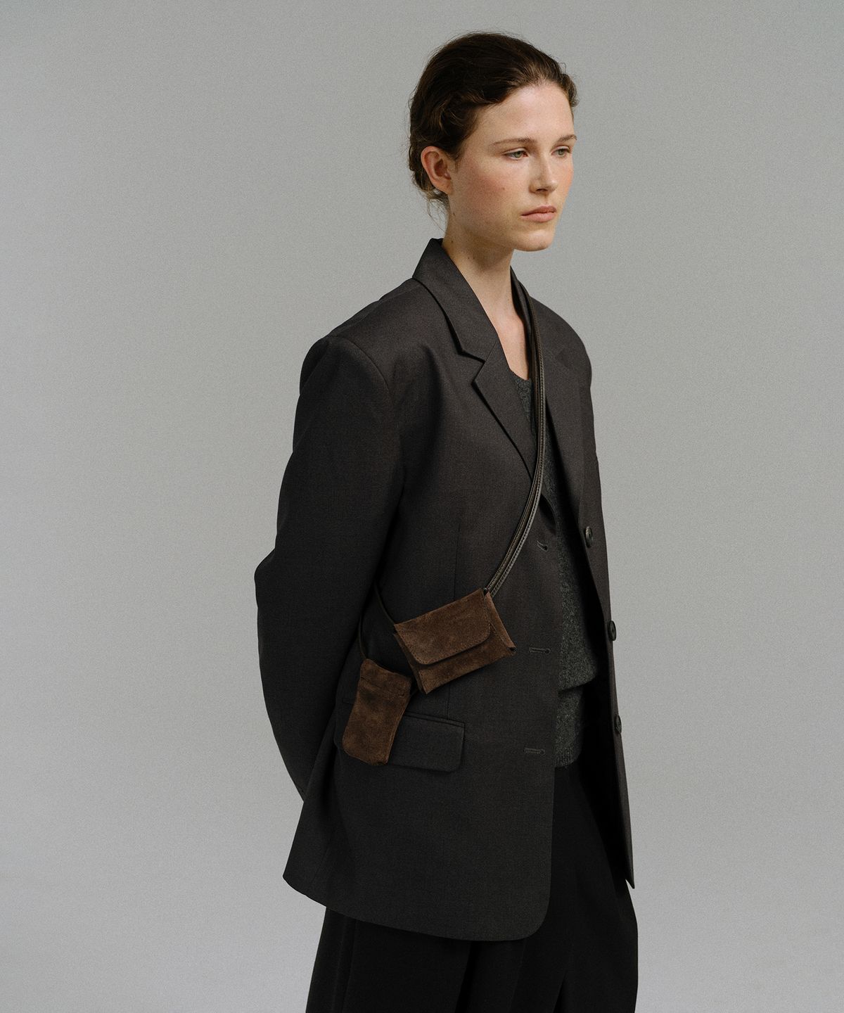 아우브아워(AUBOUR) letter mini bag (suede brown) _ from Italy