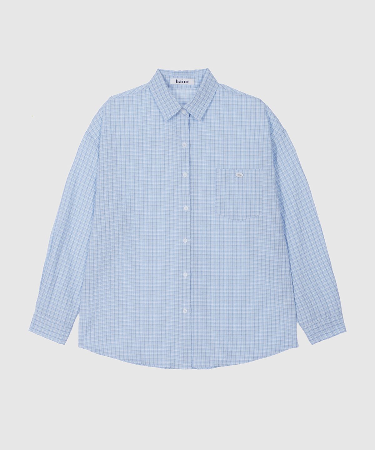헤인트(HAINT) SHEER LOOSE FIT CHECK SHIRT 4COL_LIGHT BLUE