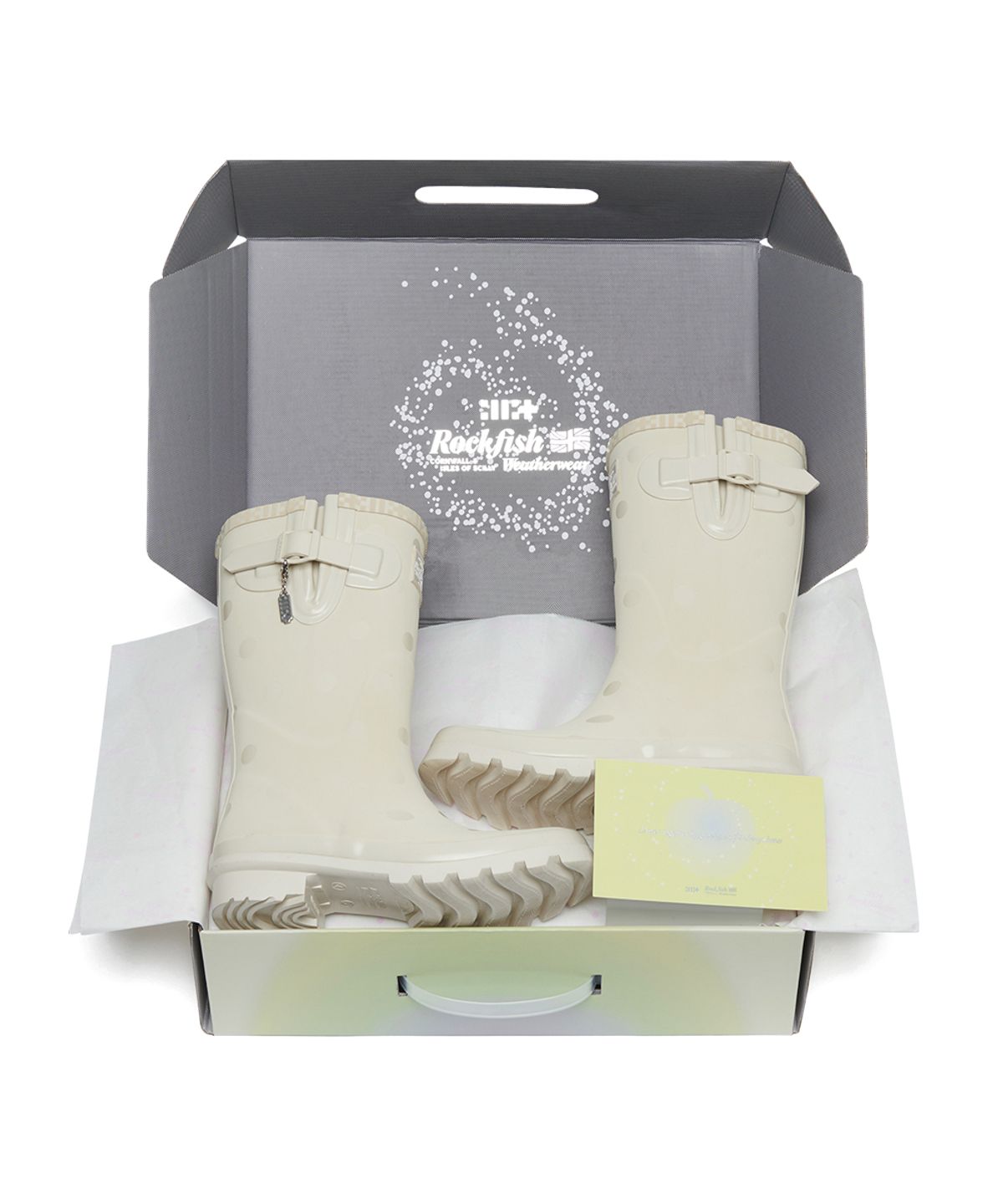 락피쉬웨더웨어(ROCKFISH WEATHERWEAR) [× ILLIT] ORIGINAL RAIN BOOTS SHORT DOT - IVORY