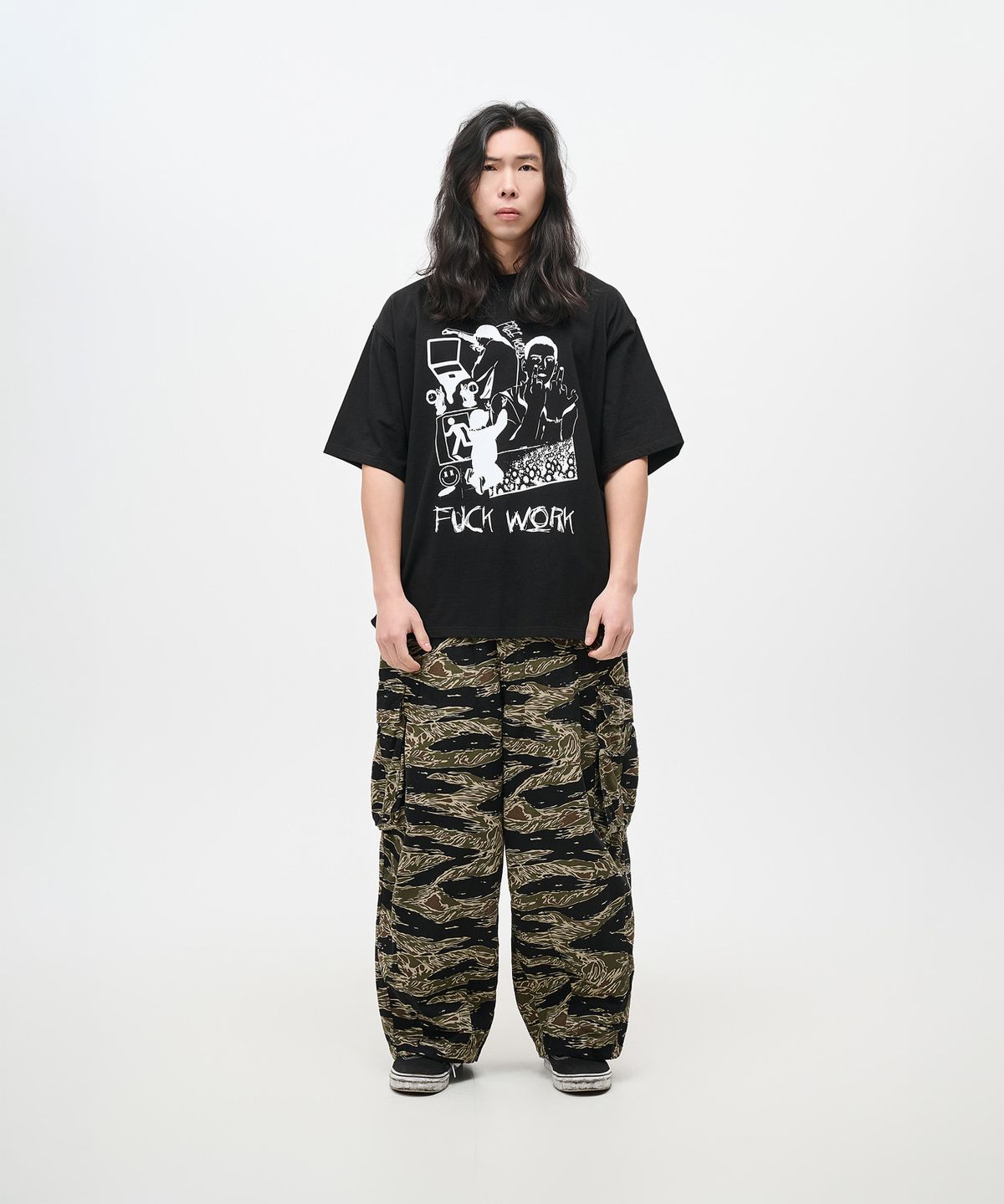 아이돈워너워크투데이(IDONTWANNAWORKTODAY) FUCK WORK SHORT SLEEVE (BLACK)