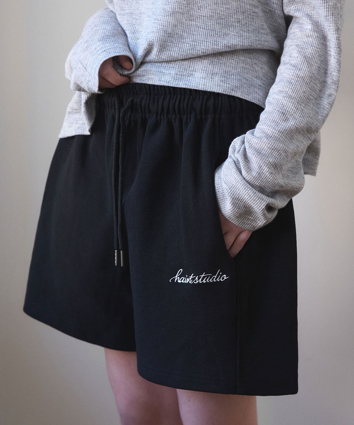 헤인트(HAINT) HEAVY COTTON TRAINING SHORT PANTS 3COL_BLACK