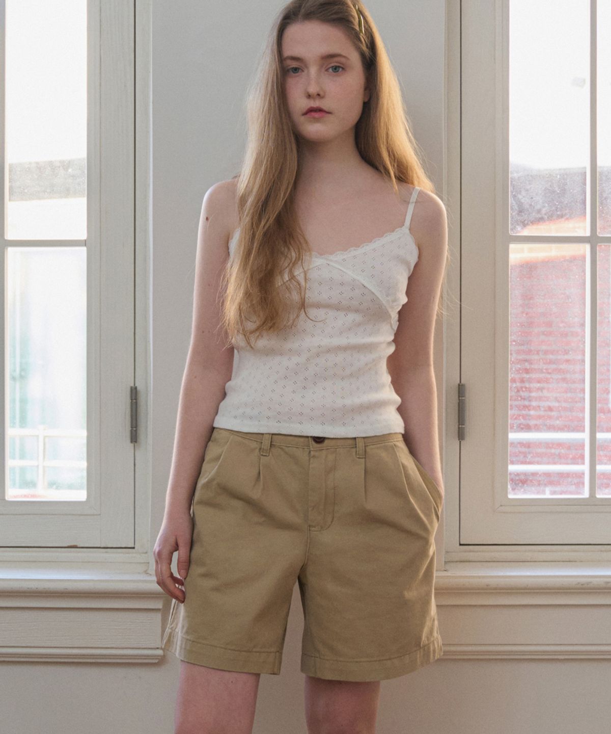 헤인트(HAINT) CLASSIC STANDARD STRAIGHT FIT COTTON SHORT PANTS 4COL_BEIGE