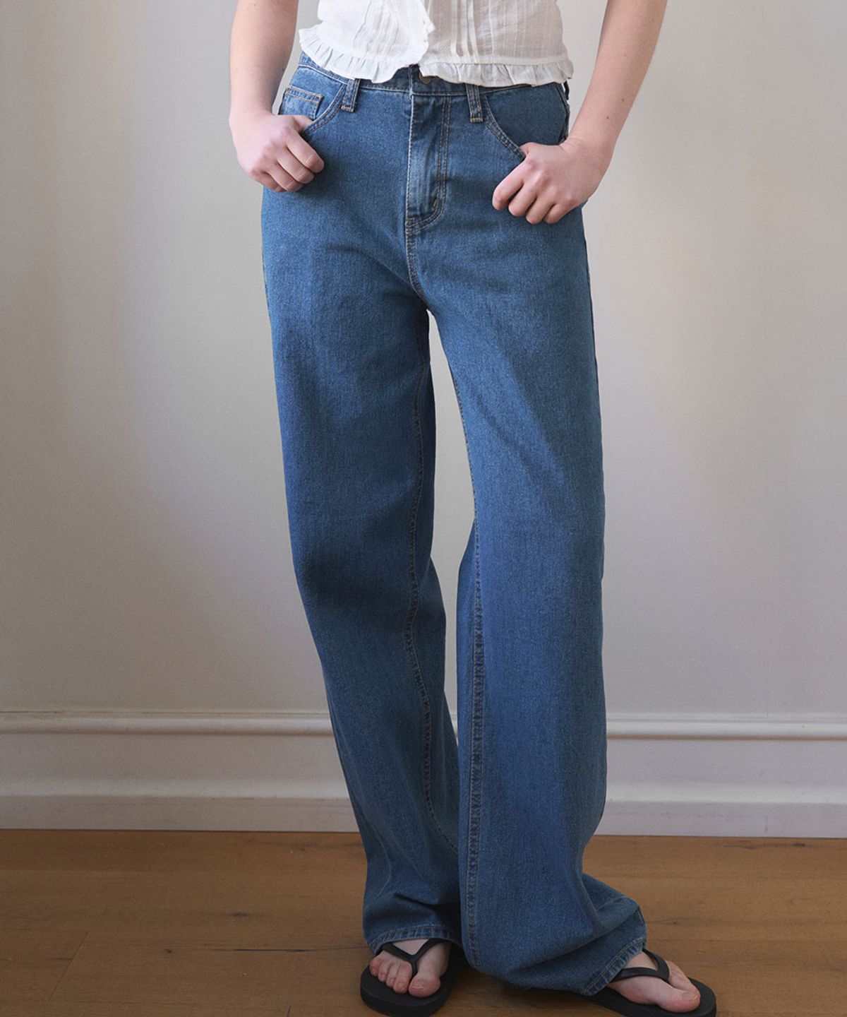 헤인트(HAINT) BASIC SEMI WIDE STRAIGHT FIT DENIM PANTS 2COL_BLUE