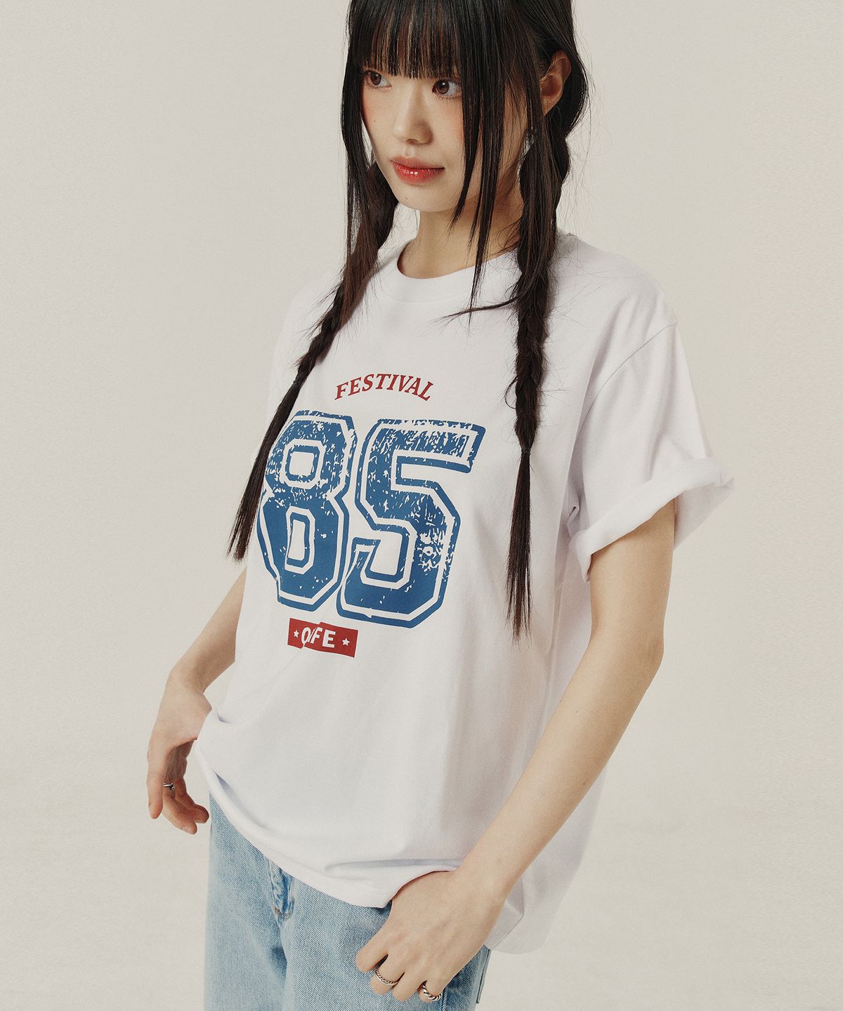 꾸아페(QUAFE) NUMBER 85 OVERFIT GRAPHIC T-SHIRT_2color