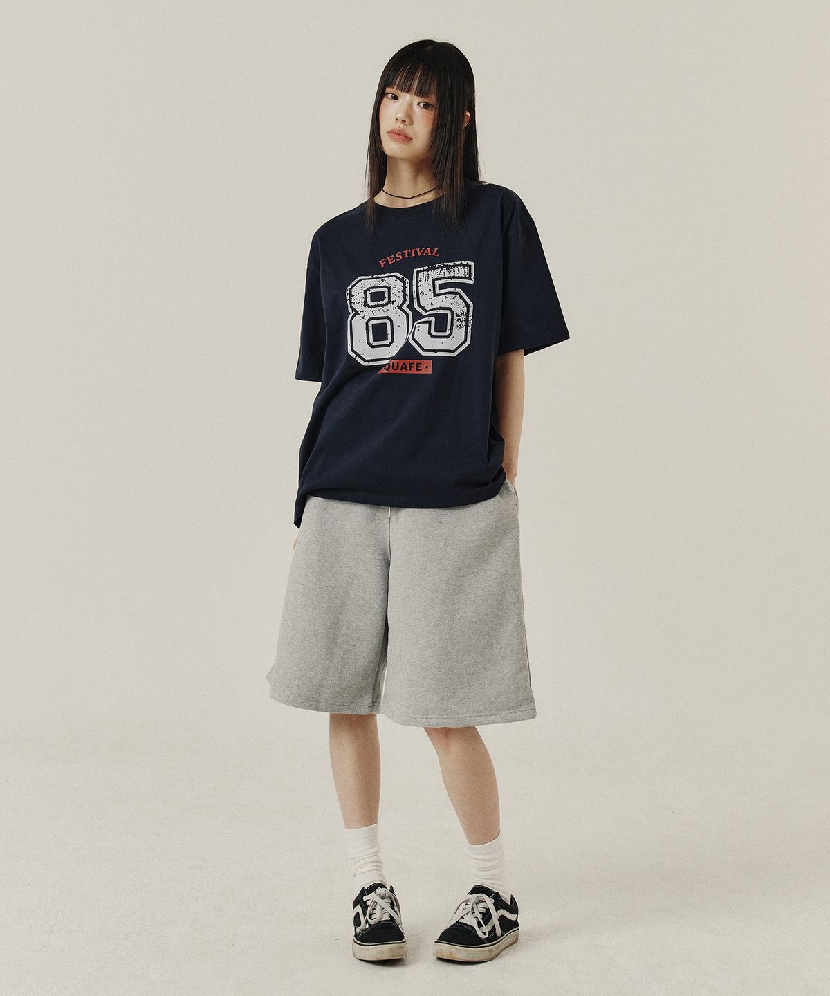 꾸아페(QUAFE) NUMBER 85 OVERFIT GRAPHIC T-SHIRT_2color