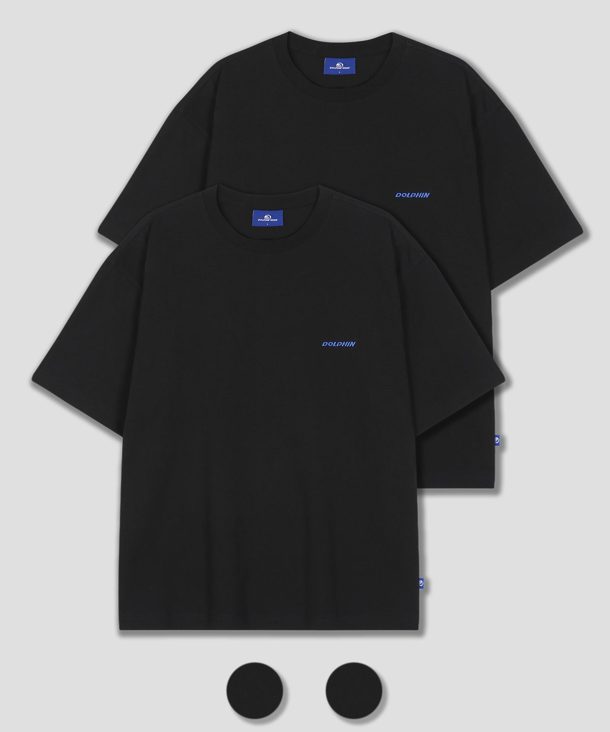 돌핀웨이브어패럴(DOLPHIN WAVE APPAREL) [2PACK] 돌핀 자수 로고 반팔 티셔츠 2팩