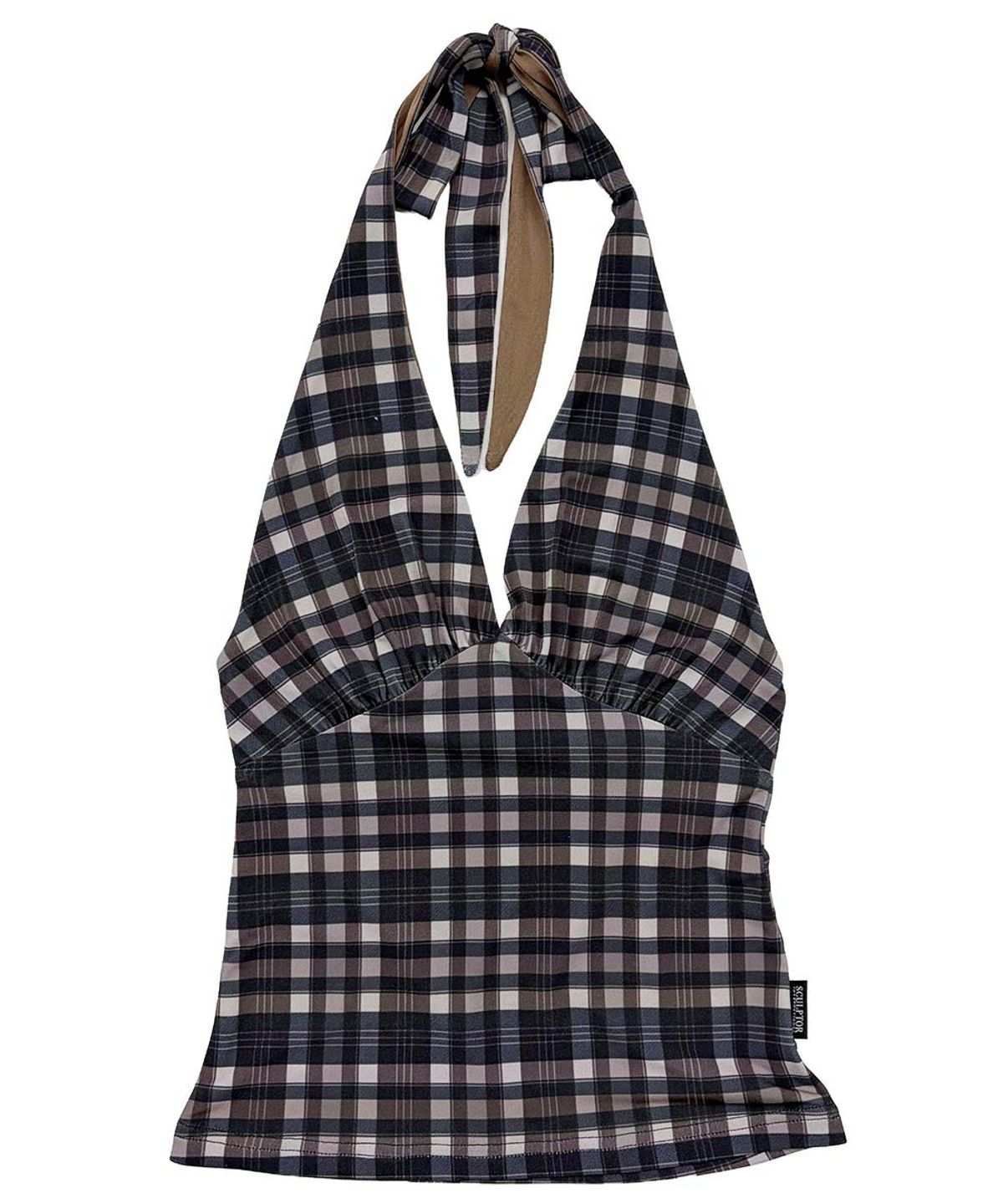 스컬프터(SCULPTOR) Tartan Check Halter Top Gray