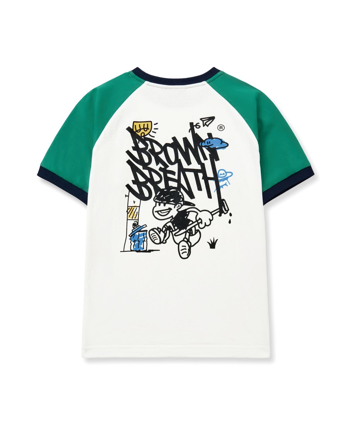 브라운브레스 키즈(BROWNBREATH KIDS) KIDS RAGLAN COLOR BLOCK TEE - GREEN