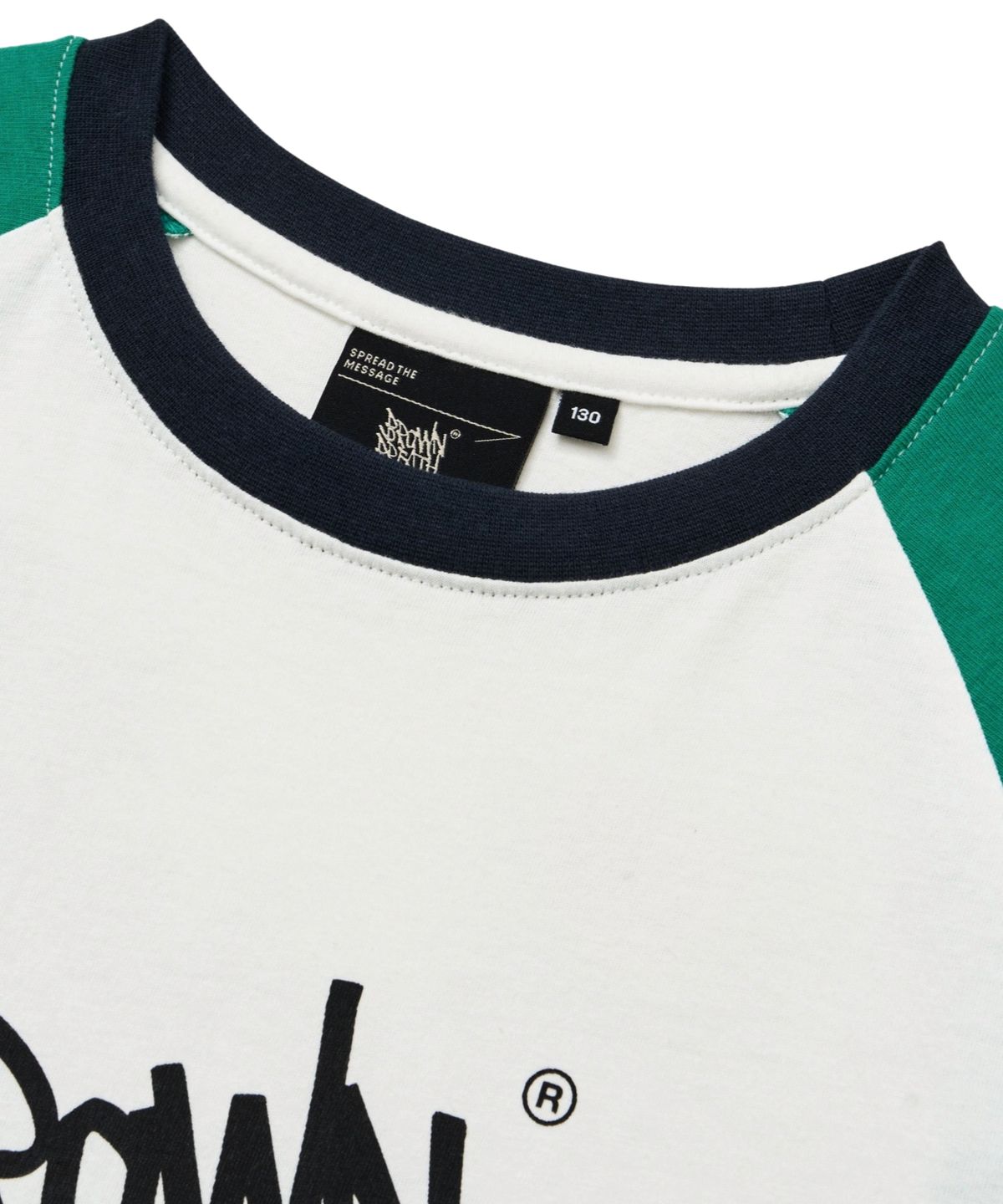 브라운브레스 키즈(BROWNBREATH KIDS) KIDS RAGLAN COLOR BLOCK TEE - GREEN
