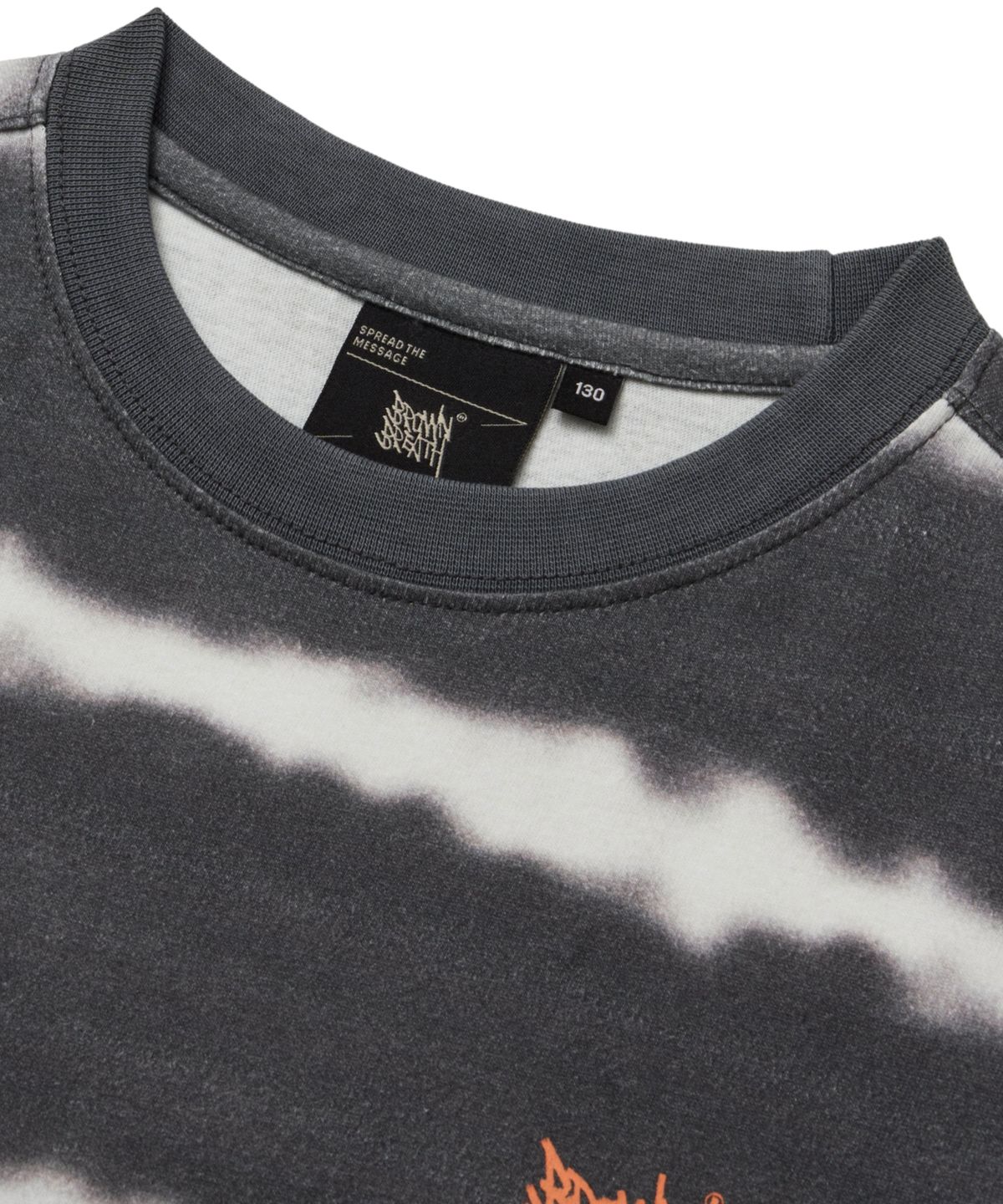 브라운브레스 키즈(BROWNBREATH KIDS) KIDS DYEING STRIPE TAG TEE - GREY