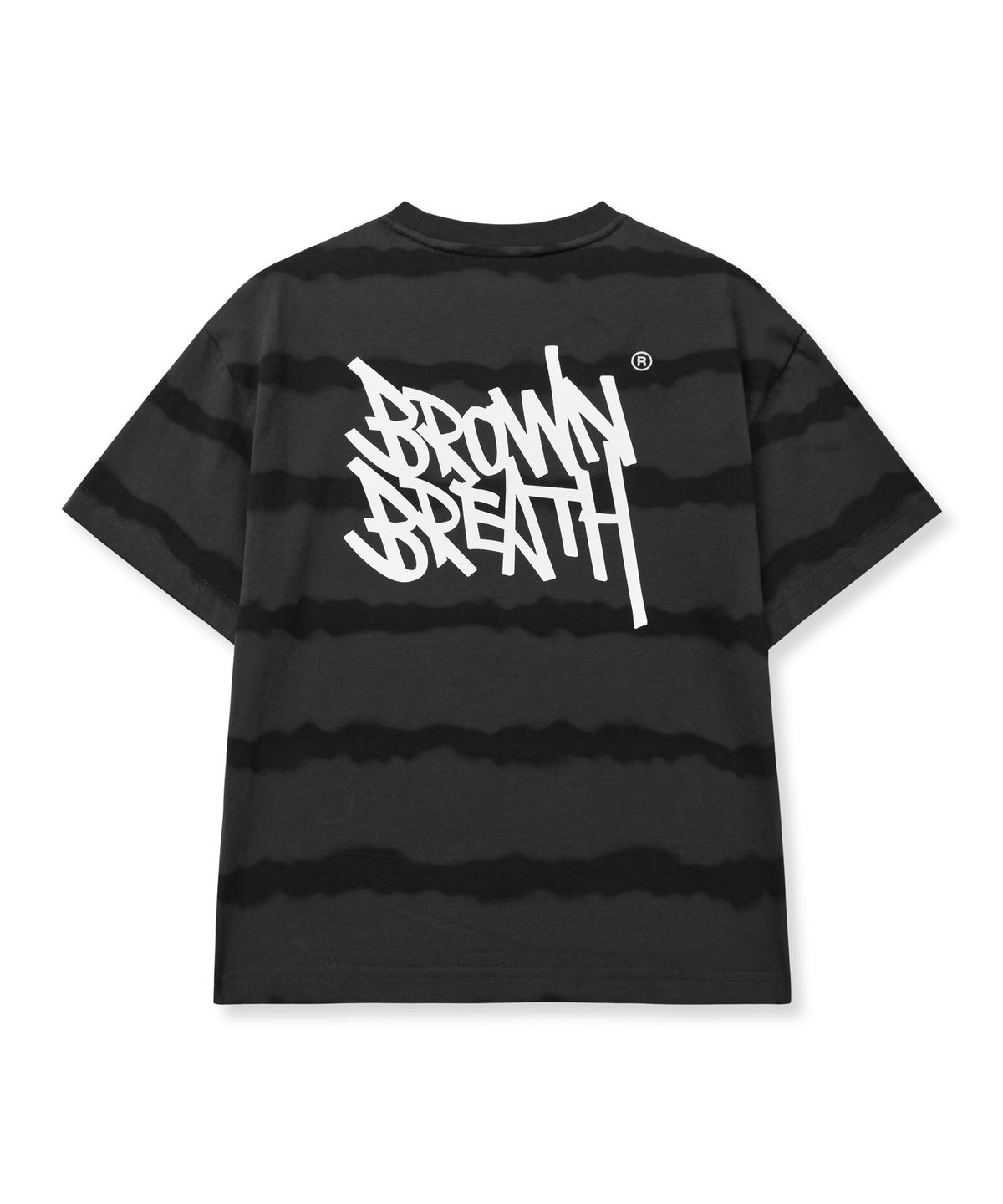 브라운브레스 키즈(BROWNBREATH KIDS) KIDS DYEING STRIPE TAG TEE - DARK GREY