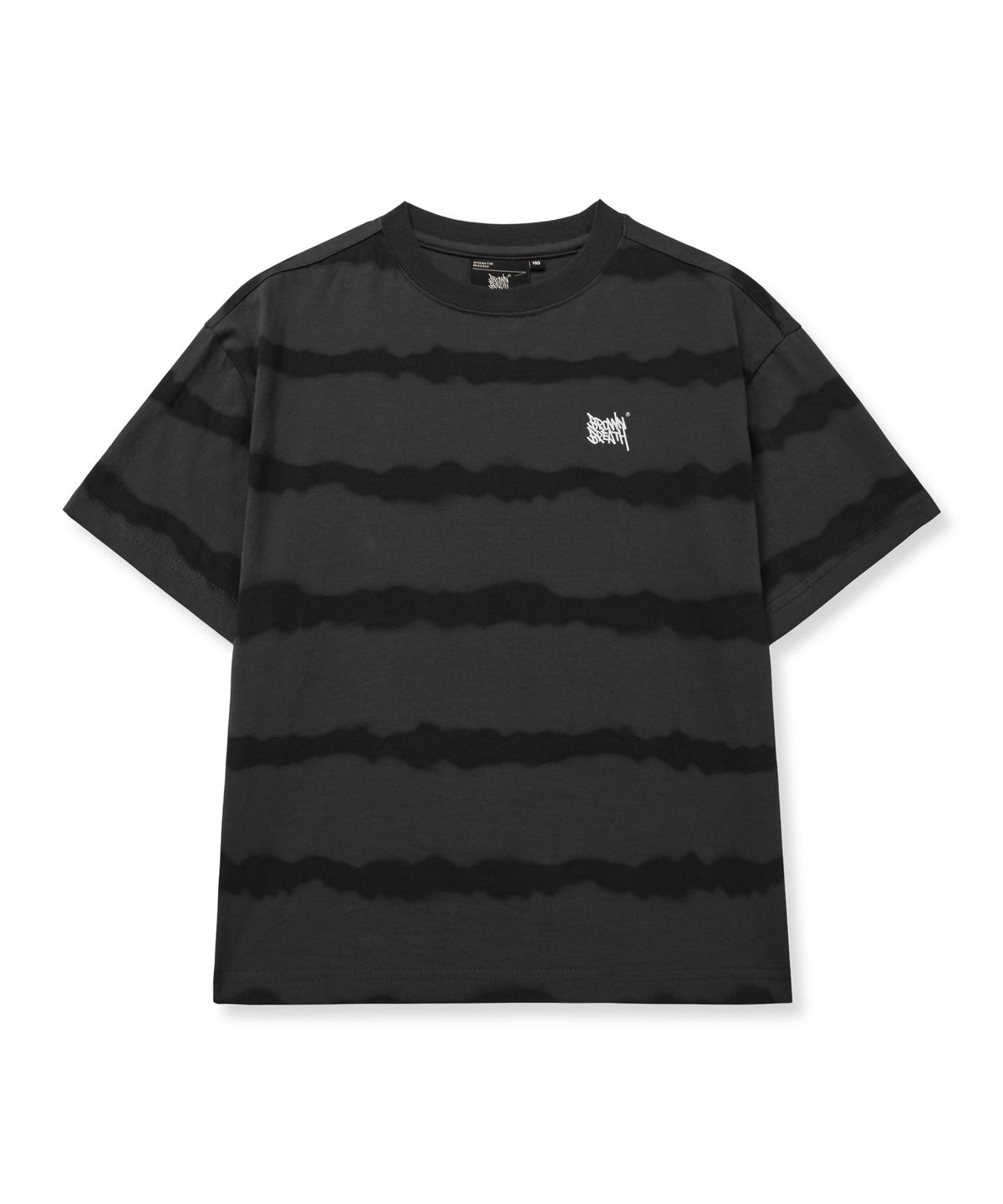 브라운브레스 키즈(BROWNBREATH KIDS) KIDS DYEING STRIPE TAG TEE - DARK GREY