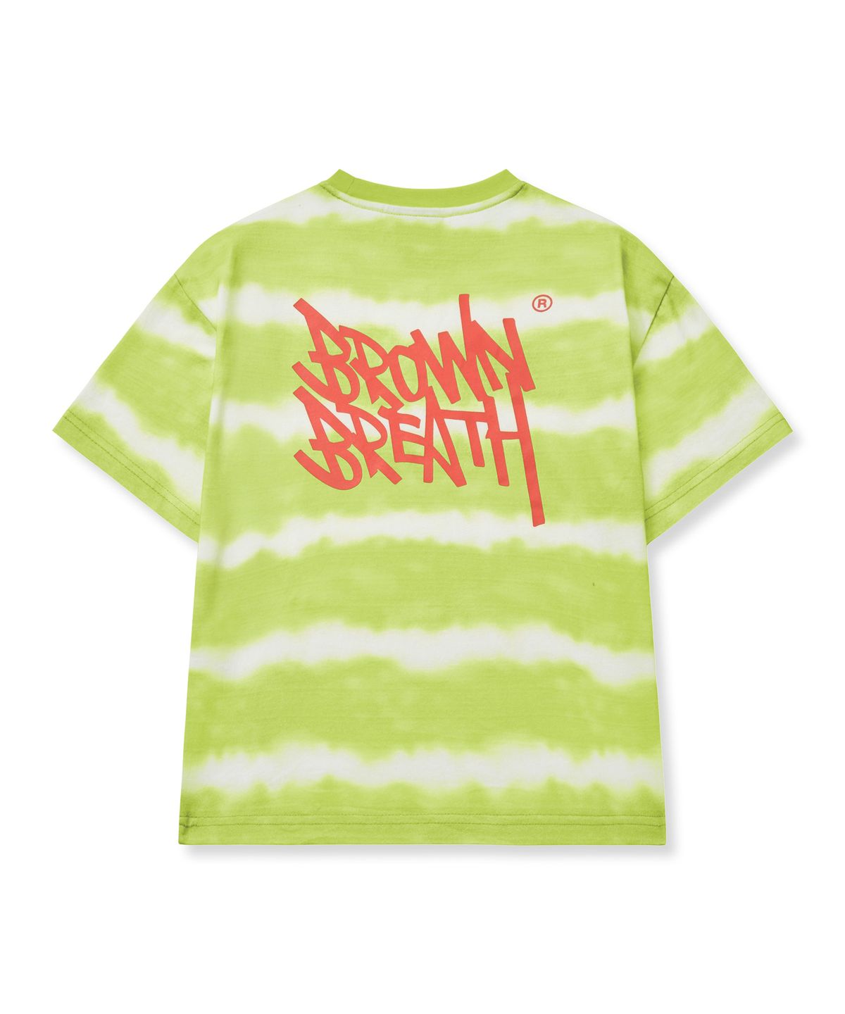브라운브레스 키즈(BROWNBREATH KIDS) KIDS DYEING STRIPE TAG TEE - LIME