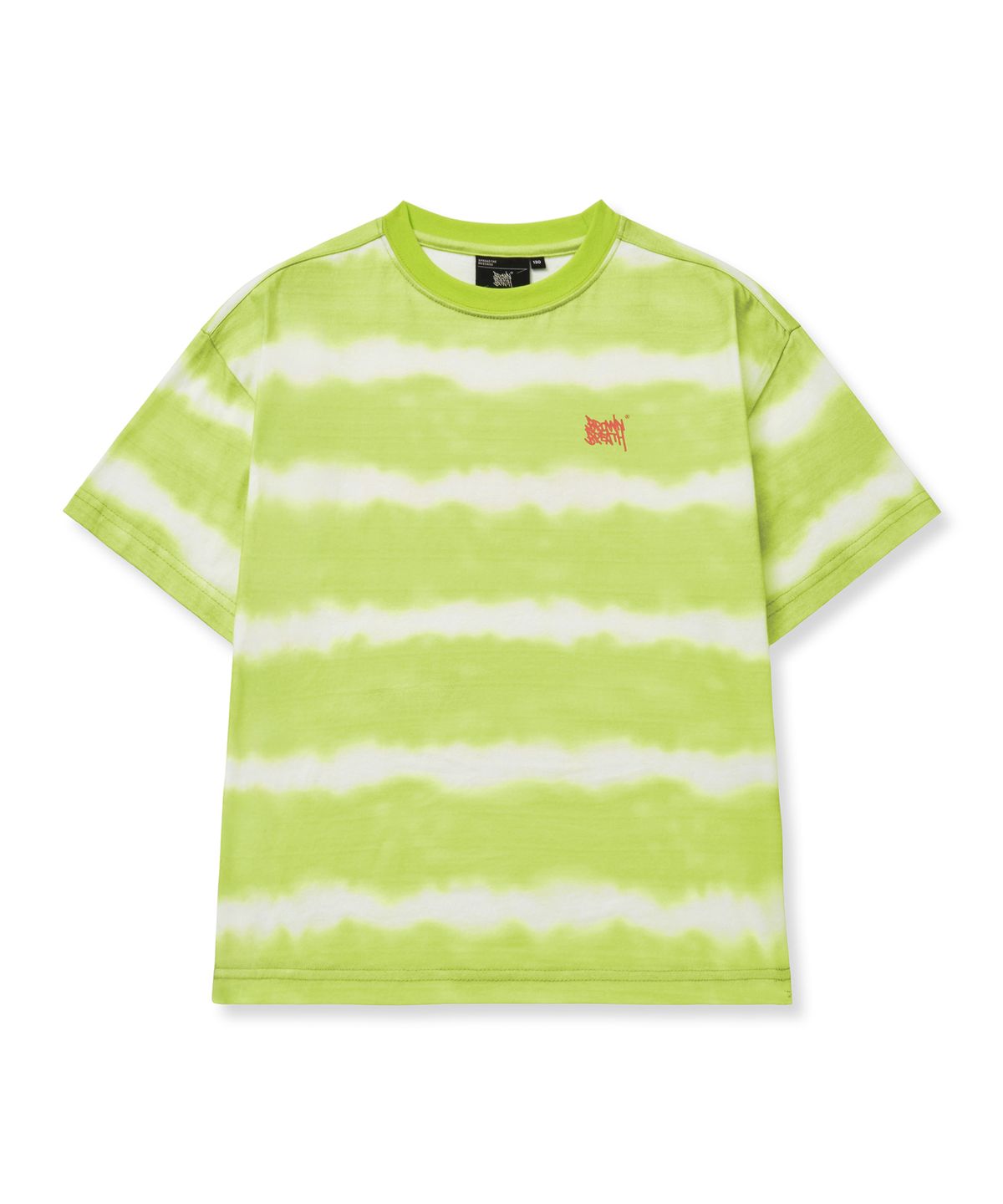 브라운브레스 키즈(BROWNBREATH KIDS) KIDS DYEING STRIPE TAG TEE - LIME
