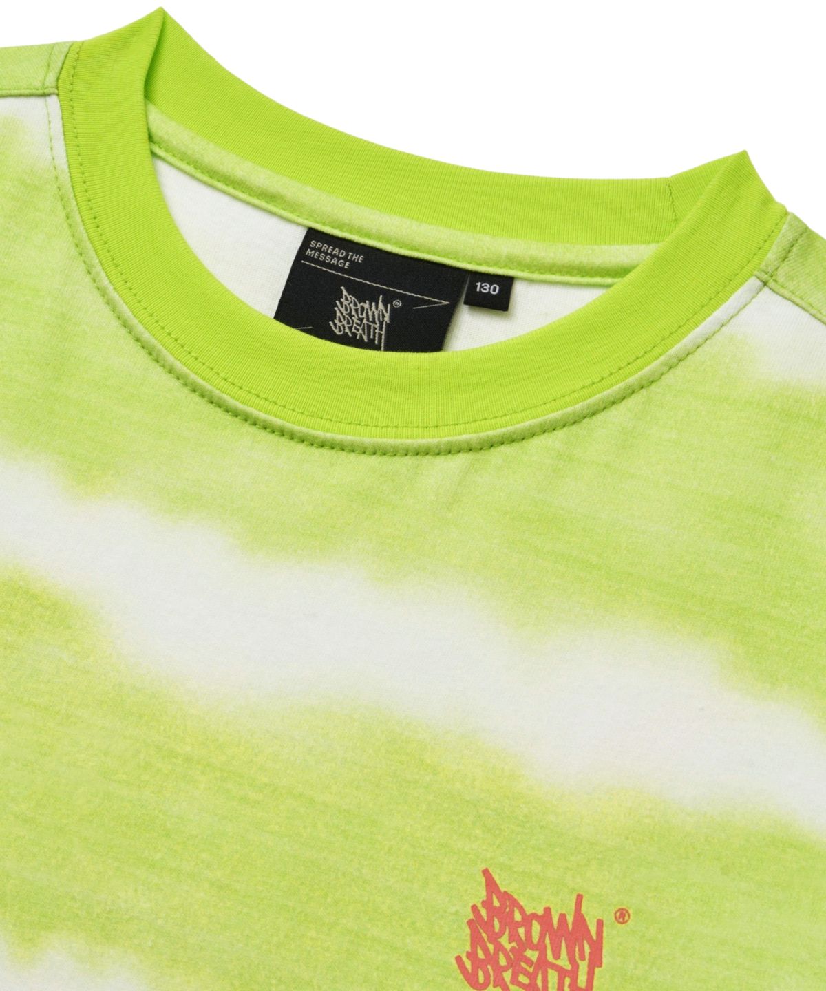 브라운브레스 키즈(BROWNBREATH KIDS) KIDS DYEING STRIPE TAG TEE - LIME