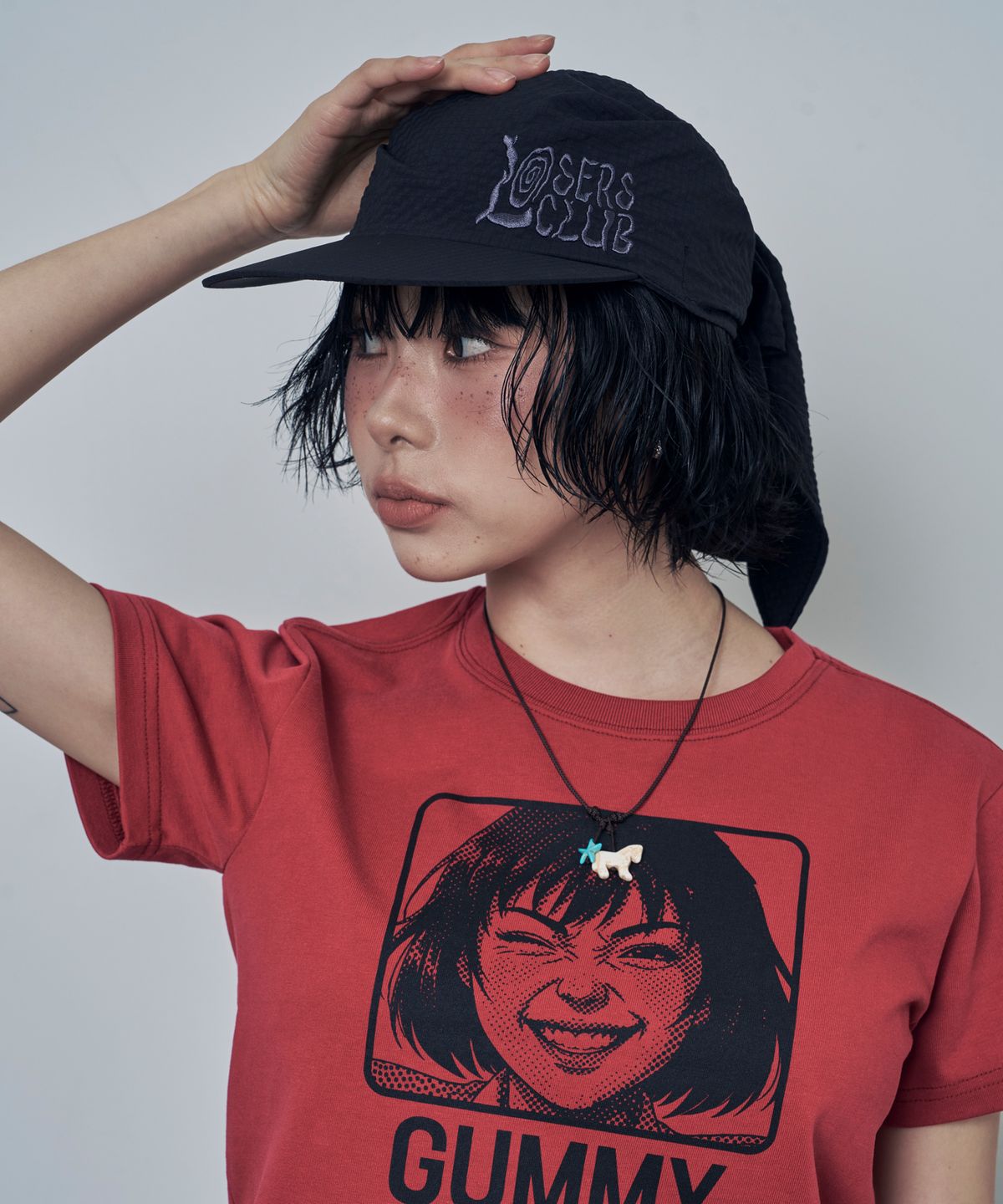 루저스클럽(LOSERS CLUB) 시어서커 스카프 반다나 캡 블랙