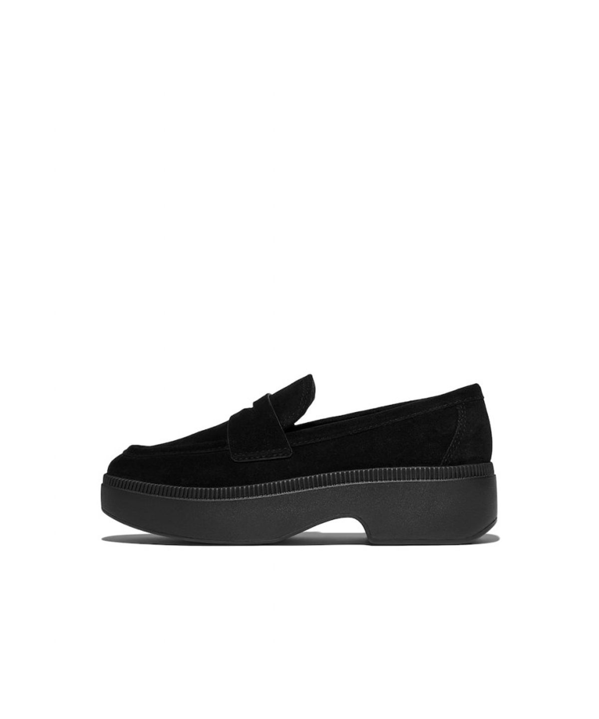 핏플랍(FITFLOP) [F-루마] 여성 스웨이드 웨지 페니 로퍼 - 올 블랙 (FT59K2L055)