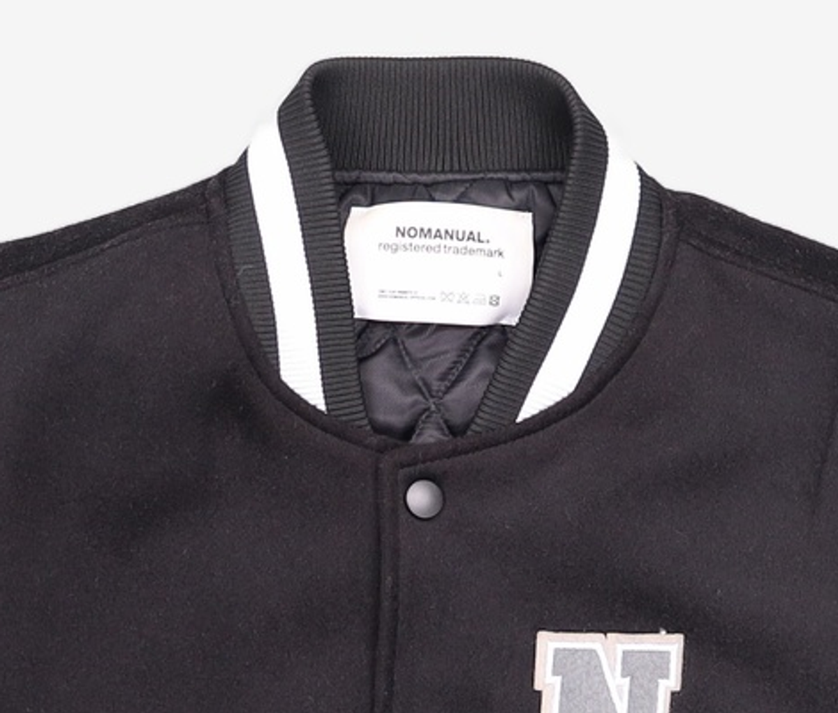 노매뉴얼(NOMANUAL) TAYLOR VARSITY JACKET - BLACK 100