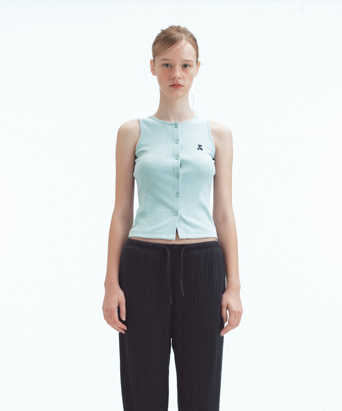 레스트앤레크레이션(REST&RECREATION) SLEEVELESS CARDIGAN - MINT BLUE