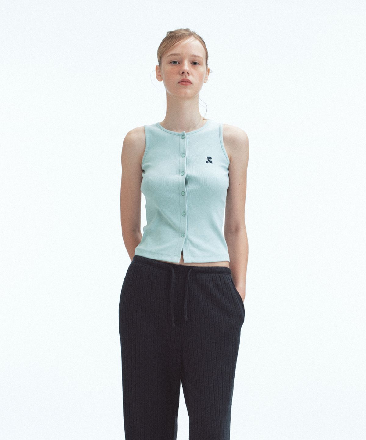 레스트앤레크레이션(REST&RECREATION) SLEEVELESS CARDIGAN - MINT BLUE