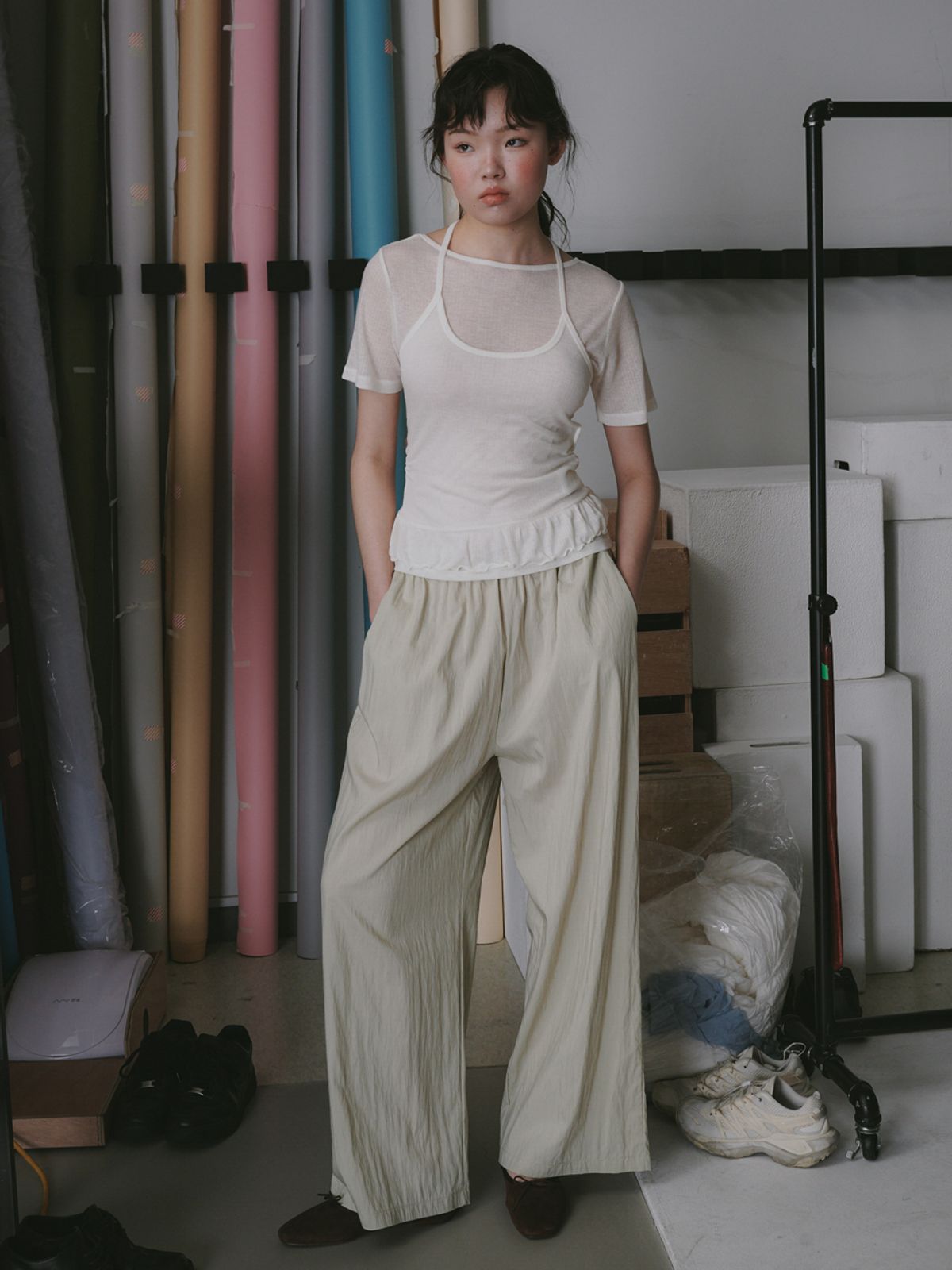 플라드주르(PLATDUJOUR) Halter neck sleeveless (Ivory)
