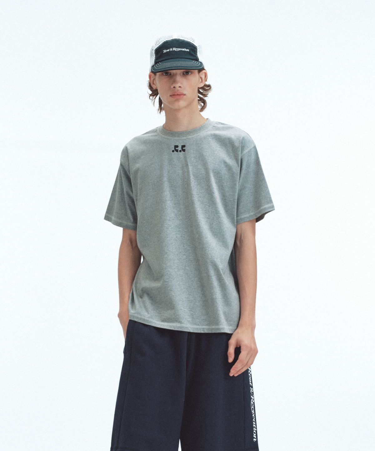 레스트앤레크레이션(REST&RECREATION) DOUBLE LOGO T-SHIRT - GREY
