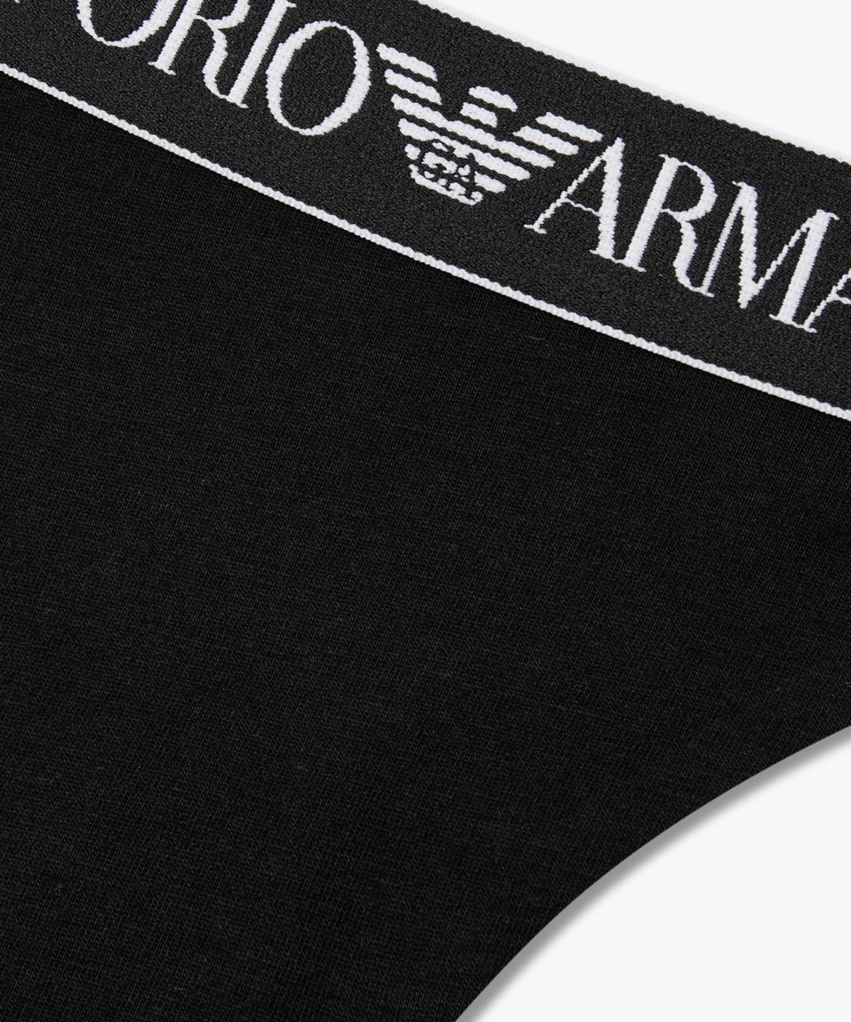 엠포리오 아르마니 언더웨어(EMPORIO ARMANI UNDERWEAR) 여성 배색 라인 센터 로고 티팬티_블랙 0826110518