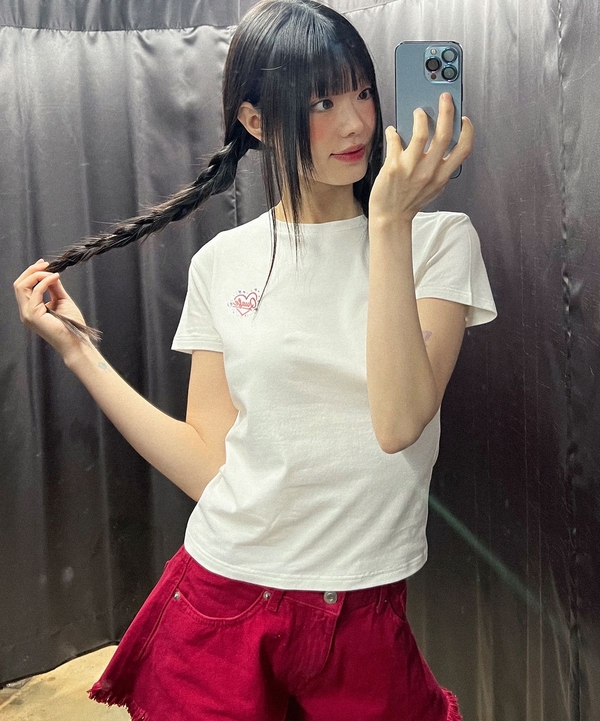 꾸아페(QUAFE) HEART LOGO SLIM T-SHIRT_4color