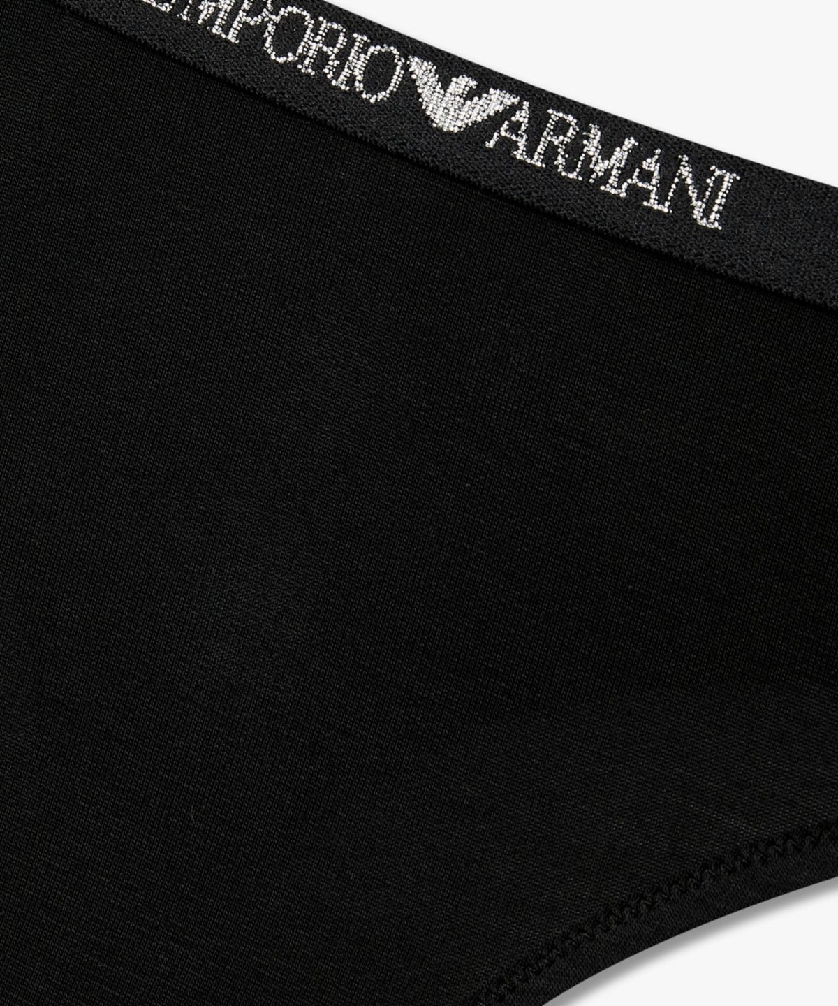 엠포리오 아르마니 언더웨어(EMPORIO ARMANI UNDERWEAR) 여성 메탈릭 로고 밴딩 티팬티_블랙 0826110508