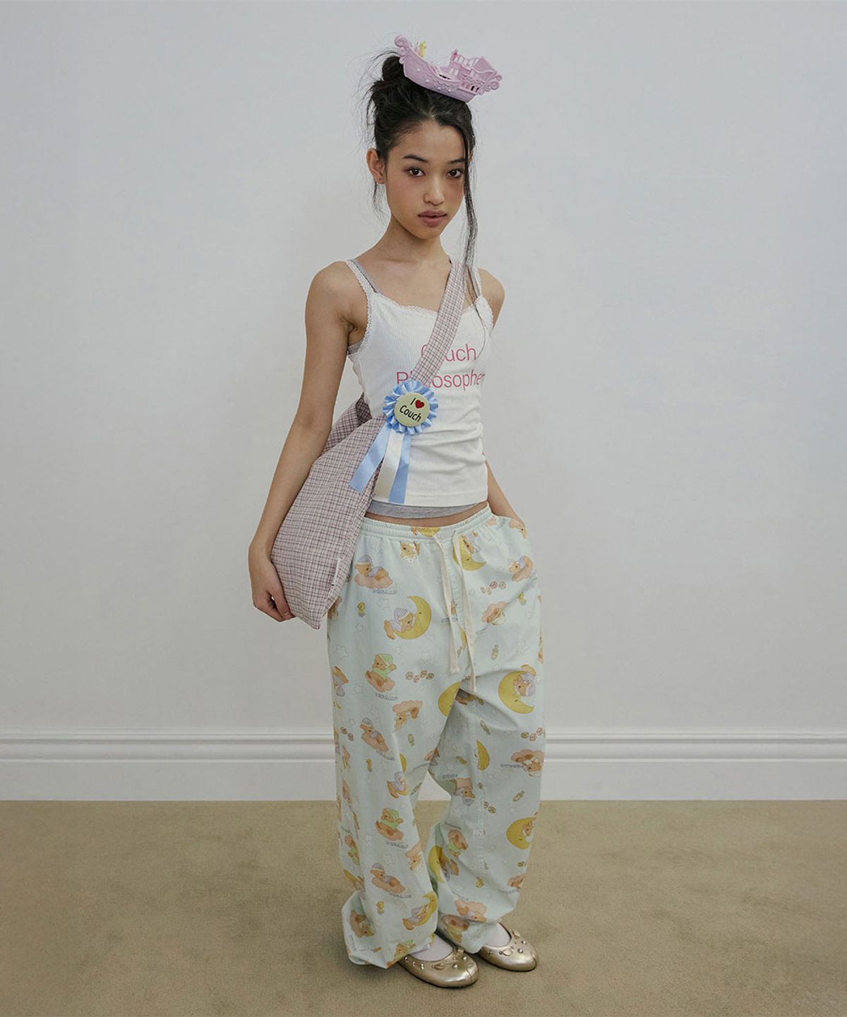 스컬프터(SCULPTOR) Button Eco Bag Pink Check