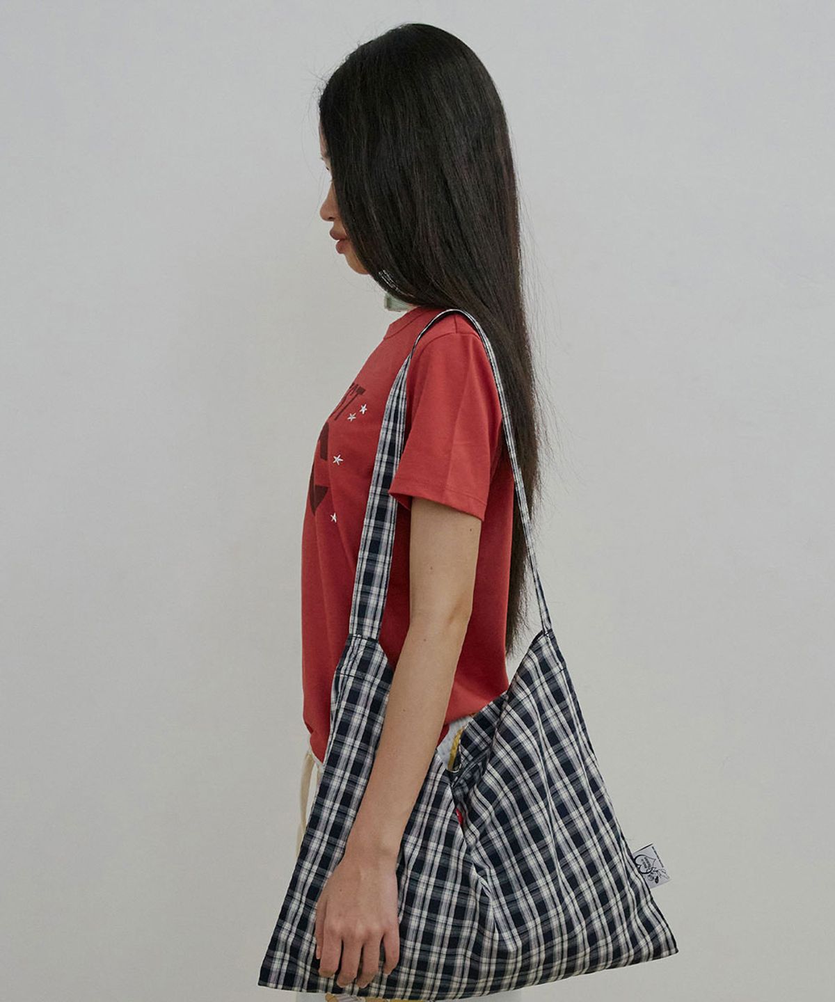 스컬프터(SCULPTOR) Button Eco Bag Blue Check