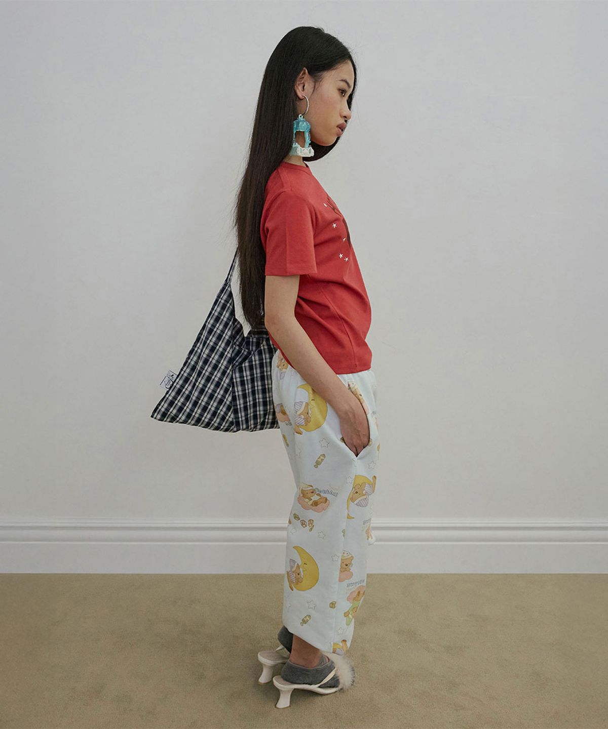 스컬프터(SCULPTOR) Button Eco Bag Blue Check