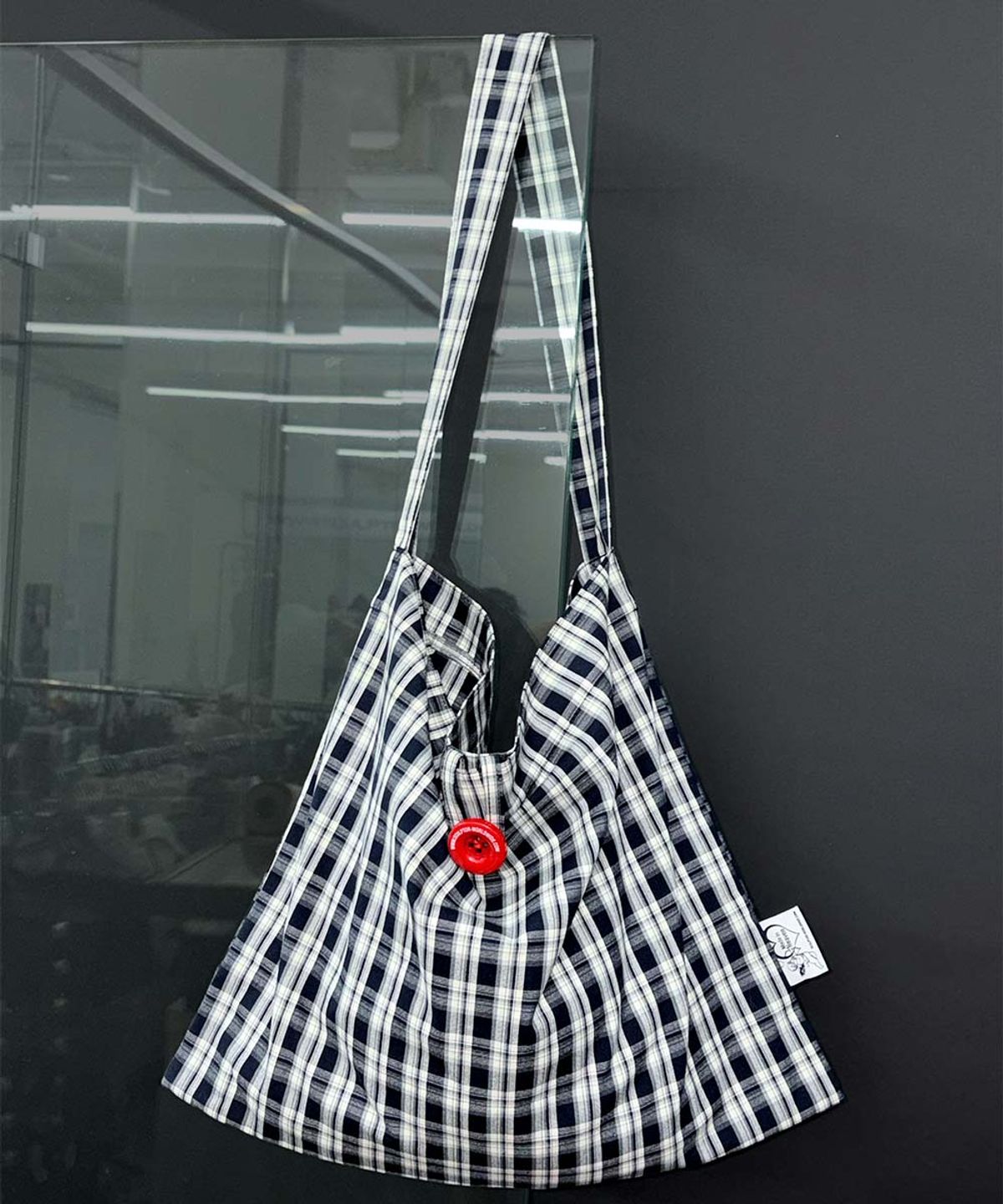 스컬프터(SCULPTOR) Button Eco Bag Blue Check