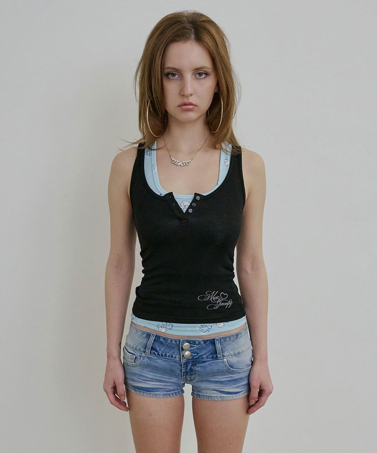 스컬프터(SCULPTOR) Miss Grumpy Button-Up Top Black