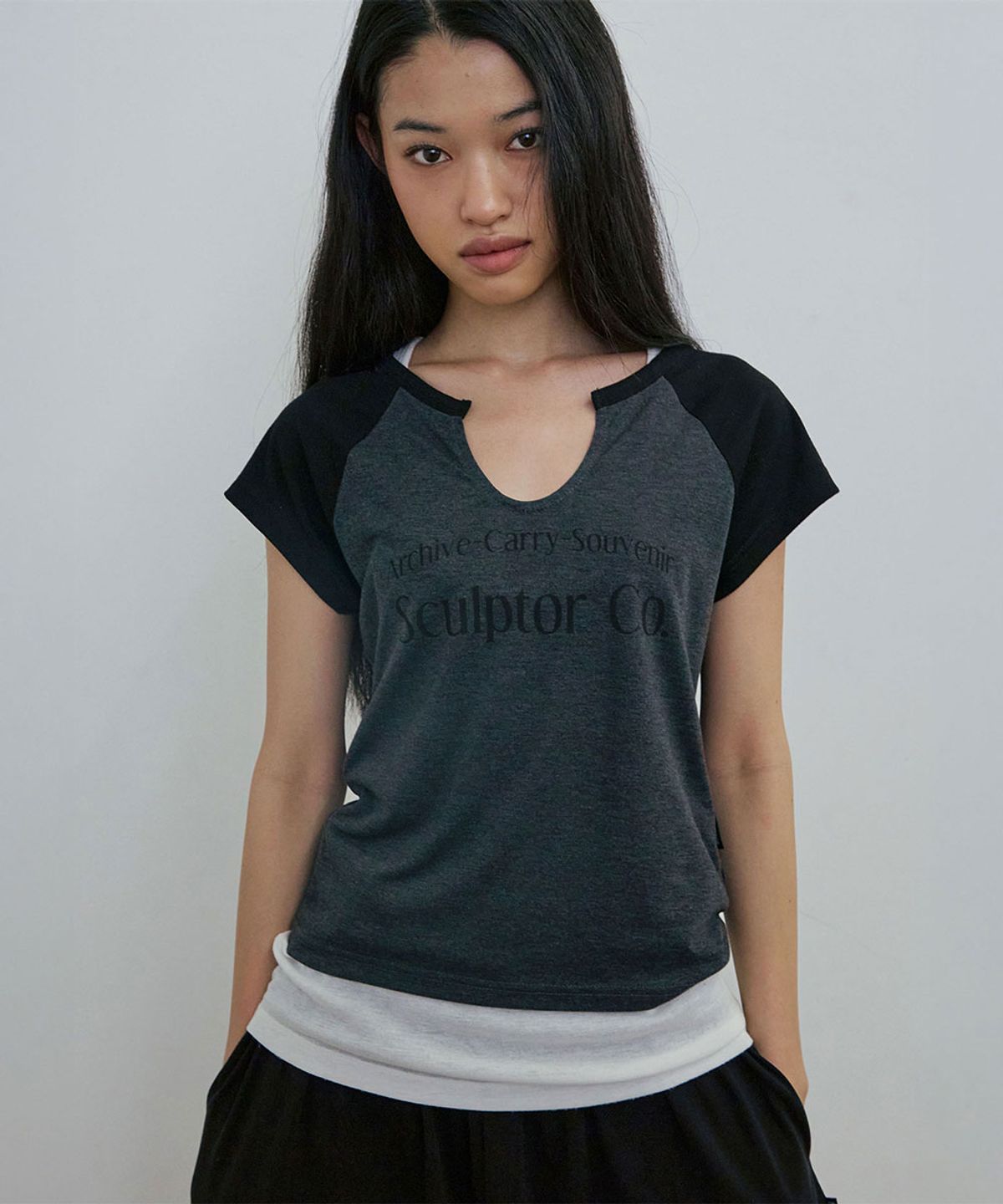 스컬프터(SCULPTOR) Archive Raglan Tee Charcoal